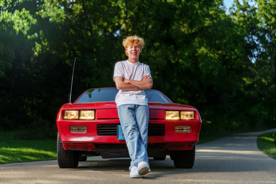 Logan Meier poses for senior photos outside Monroe, Wisconsin on September 5th, 2025. Meirer will graduate in 2026. for Second Crop Creative.