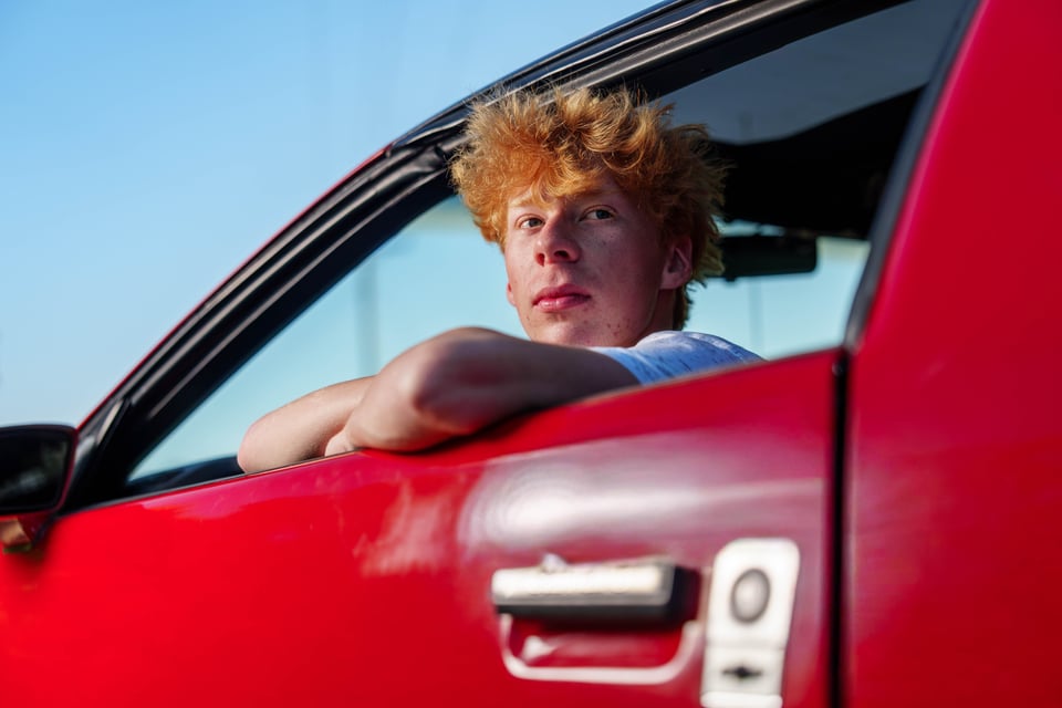 Logan Meier poses for senior photos outside Monroe, Wisconsin on September 5th, 2025. Meirer will graduate in 2026. for Second Crop Creative.