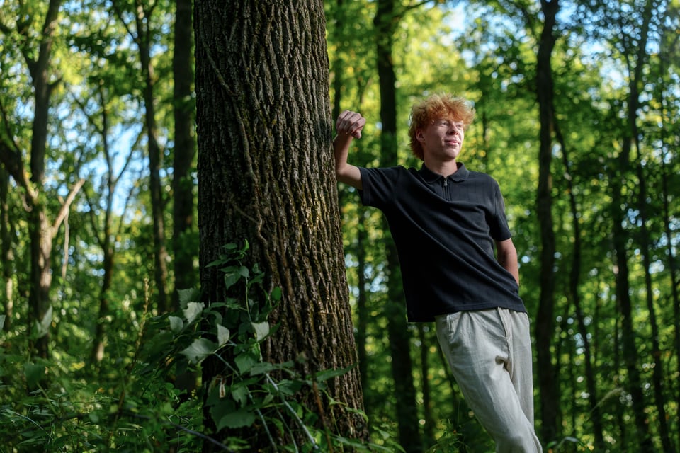 Logan Meier poses for senior photos outside Monroe, Wisconsin on September 5th, 2025. Meirer will graduate in 2026. for Second Crop Creative.