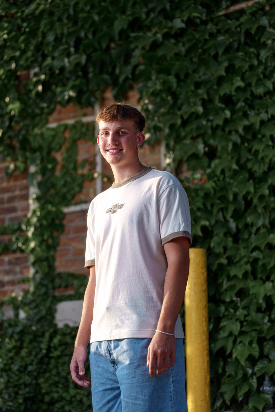 Logan Taylor poses for senior photos in Monroe, Wisconsin on September 8th, 2025. Taylor will graduate in 2026. for Second Crop Creative.