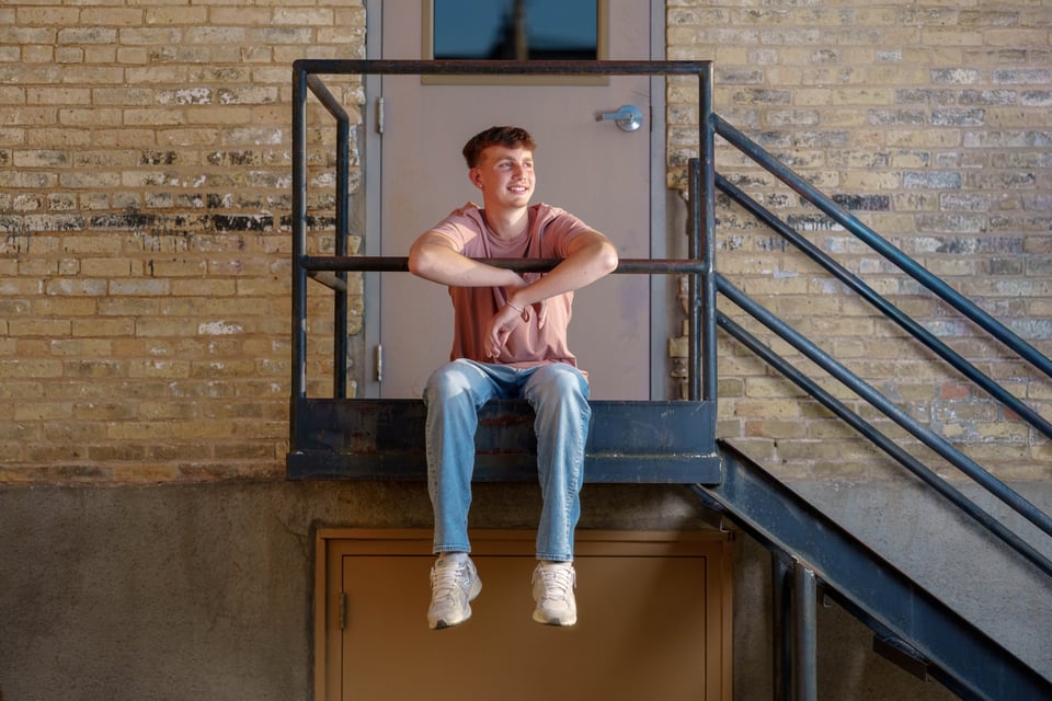 Logan Taylor poses for senior photos in Monroe, Wisconsin on September 8th, 2025. Taylor will graduate in 2026. for Second Crop Creative.