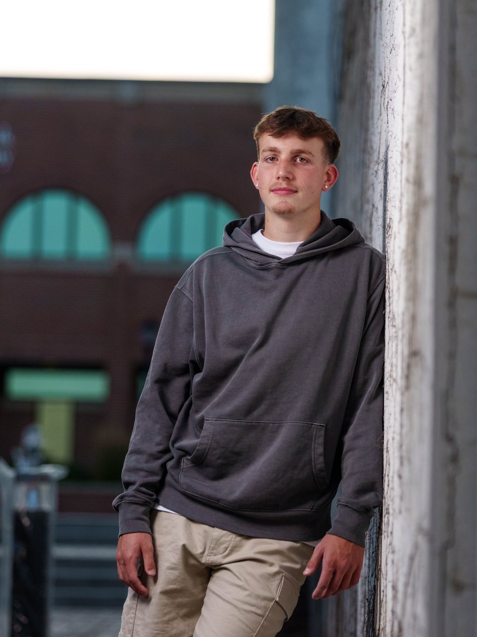 Logan Taylor poses for senior photos in Monroe, Wisconsin on September 8th, 2025. Taylor will graduate in 2026. for Second Crop Creative.