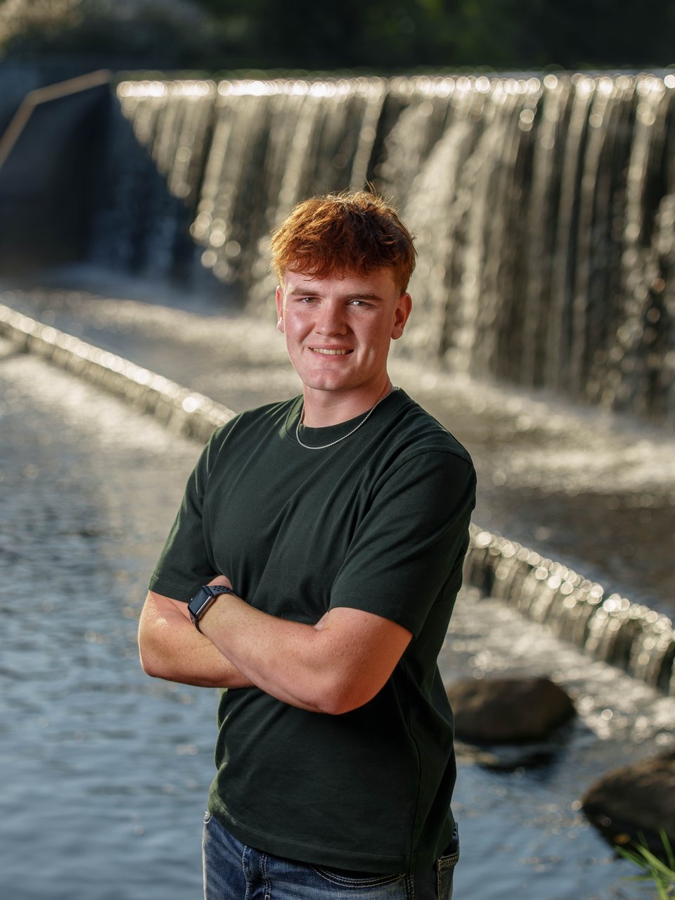 Lucas Keating poses for senior photos at Beckman Mill in Beloit, Wisconsin on September 14th, 2025. Keating will graduate from Brodhead in 2026. for Second Crop Creative.