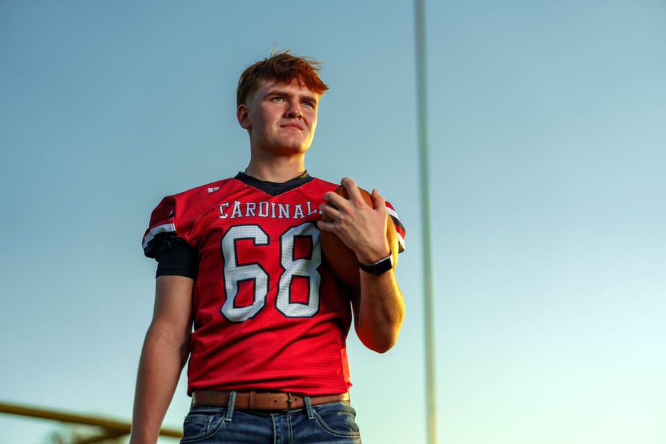 Lucas Keating poses for senior photos in Brodhead, Wisconsin on September 14th, 2025. Keating will graduate in 2026. for Second Crop Creative.