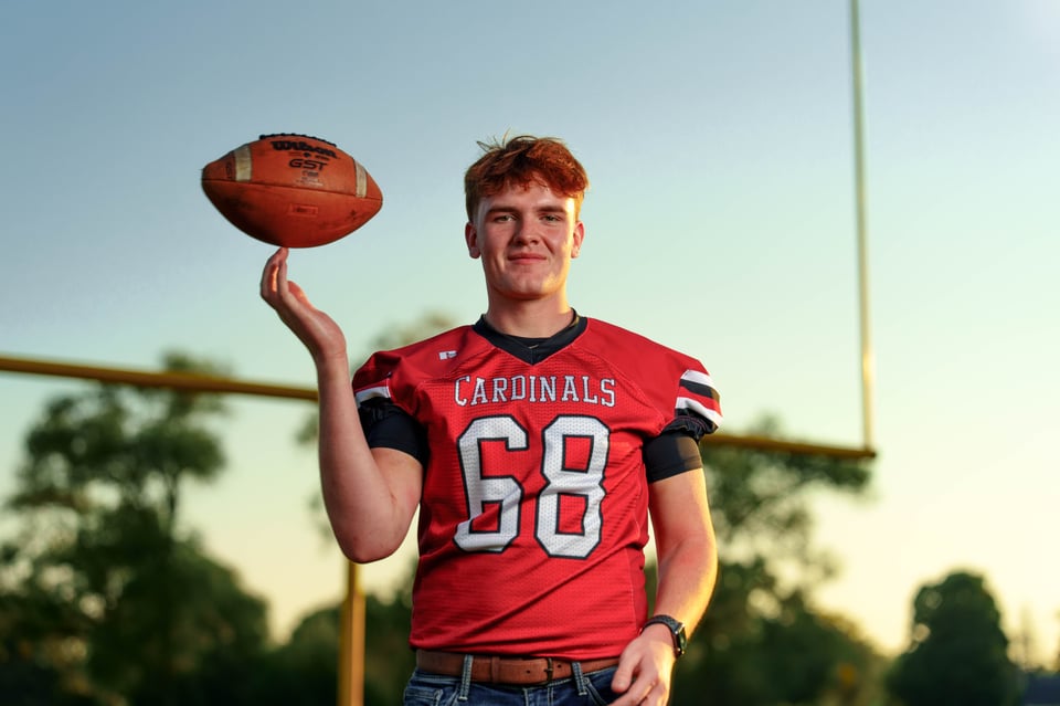 Lucas Keating poses for senior photos in Brodhead, Wisconsin on September 14th, 2025. Keating will graduate in 2026. for Second Crop Creative.