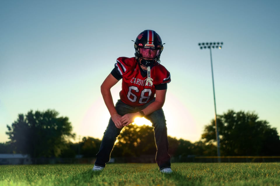 Lucas Keating poses for senior photos in Brodhead, Wisconsin on September 14th, 2025. Keating will graduate in 2026. for Second Crop Creative.