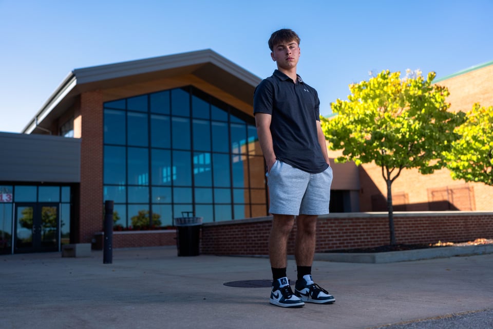Preston Reed poses for senior photos in Mt. Horeb, Wisconsin on September 28th, 2025. Reed will graduate in 2026. for Second Crop Creative.