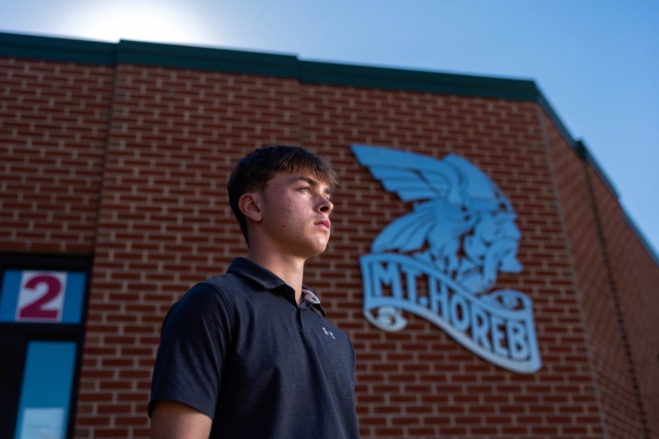 Preston Reed poses for senior photos in Mt. Horeb, Wisconsin on September 28th, 2025. Reed will graduate in 2026. for Second Crop Creative.