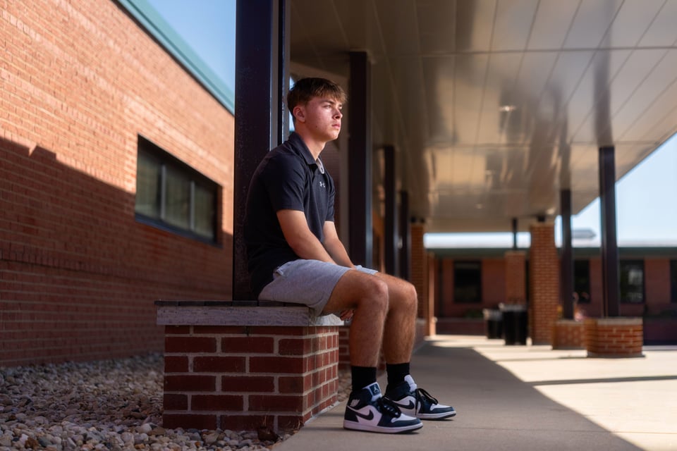 Preston Reed poses for senior photos in Mt. Horeb, Wisconsin on September 28th, 2025. Reed will graduate in 2026. for Second Crop Creative.