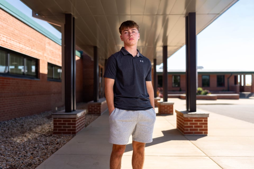 Preston Reed poses for senior photos in Mt. Horeb, Wisconsin on September 28th, 2025. Reed will graduate in 2026. for Second Crop Creative.