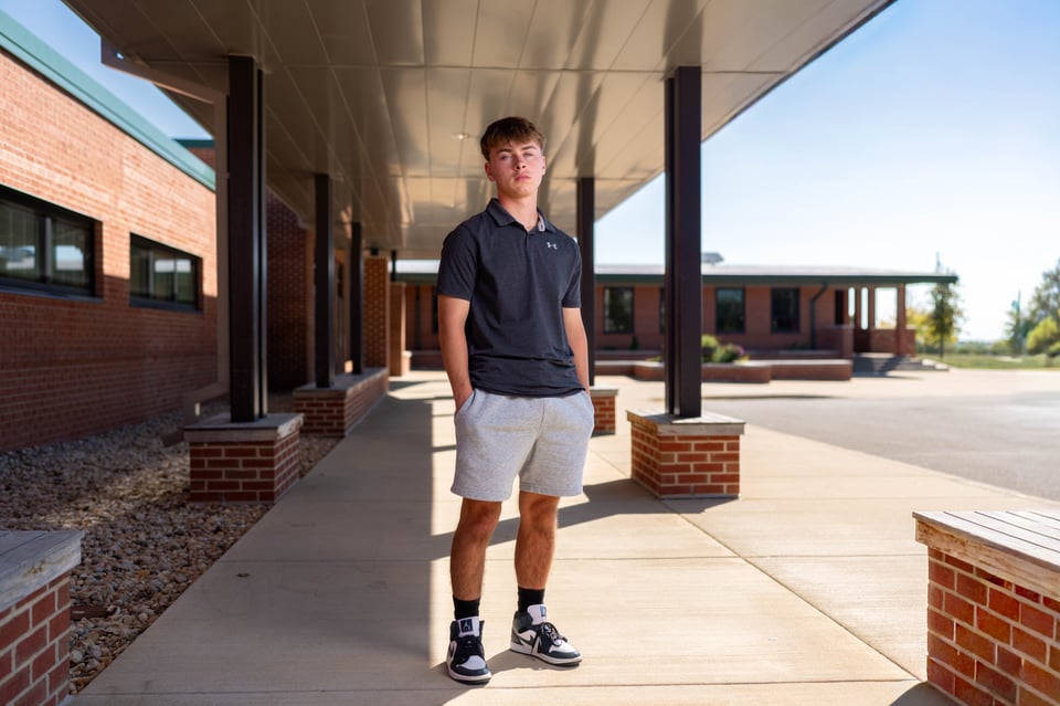 Preston Reed poses for senior photos in Mt. Horeb, Wisconsin on September 28th, 2025. Reed will graduate in 2026. for Second Crop Creative.