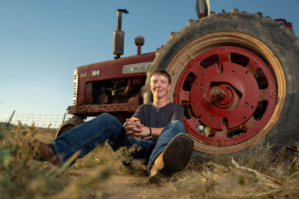 Coldan Altmann poses for senior photos in Monroe, Wisconsin on September 29th, 2025. Altmann will graduate in 2026. for Second Crop Creative.