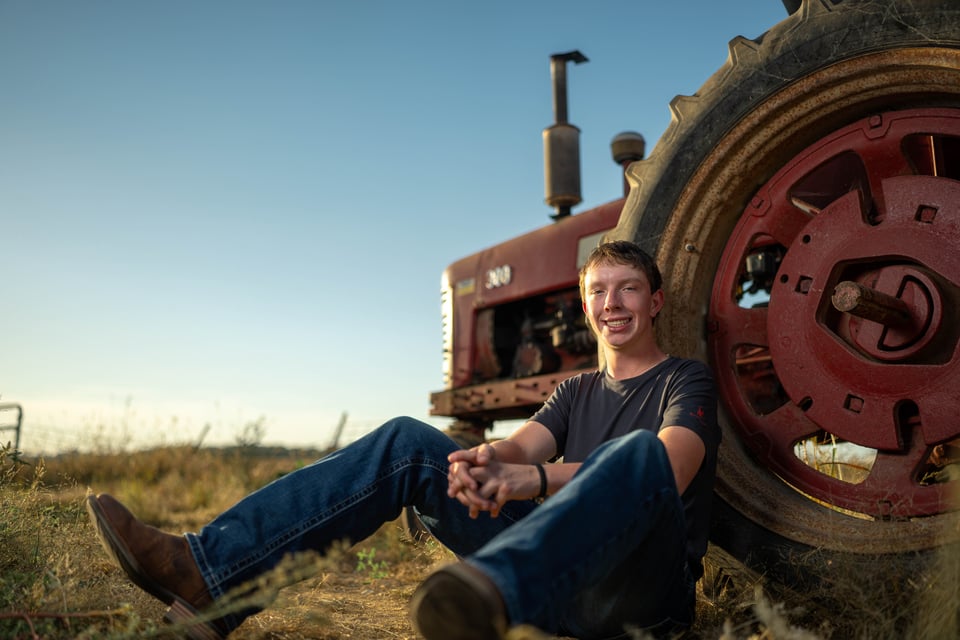 Coldan Altmann poses for senior photos in Monroe, Wisconsin on September 29th, 2025. Altmann will graduate in 2026. for Second Crop Creative.