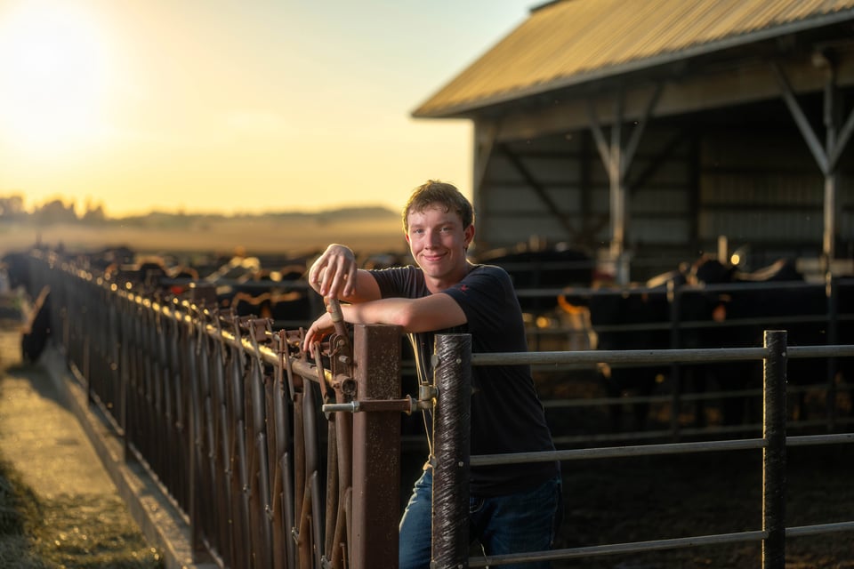 Coldan Altmann poses for senior photos in Monroe, Wisconsin on September 29th, 2025. Altmann will graduate in 2026. for Second Crop Creative.