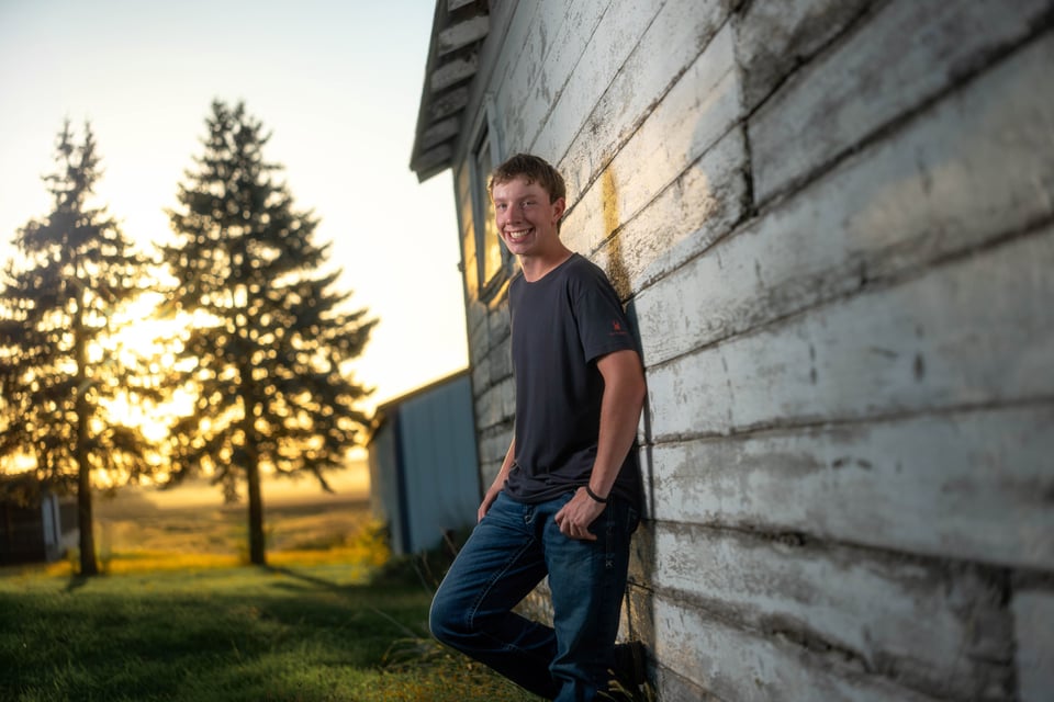 Coldan Altmann poses for senior photos in Monroe, Wisconsin on September 29th, 2025. Altmann will graduate in 2026. for Second Crop Creative.