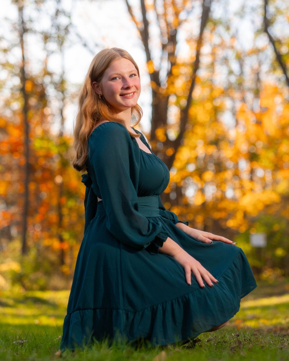 Kira Schmidt poses for senior photos in Monroe, Wisconsin on October 19th, 2025. Schmidt will graduate in 2026. for Second Crop Creative.