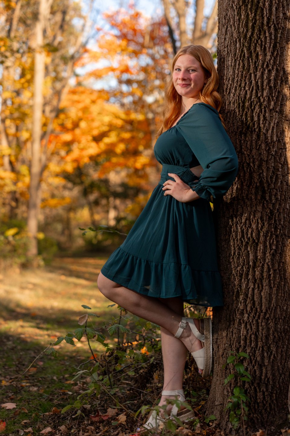 Kira Schmidt poses for senior photos in Monroe, Wisconsin on October 19th, 2025. Schmidt will graduate in 2026. for Second Crop Creative.