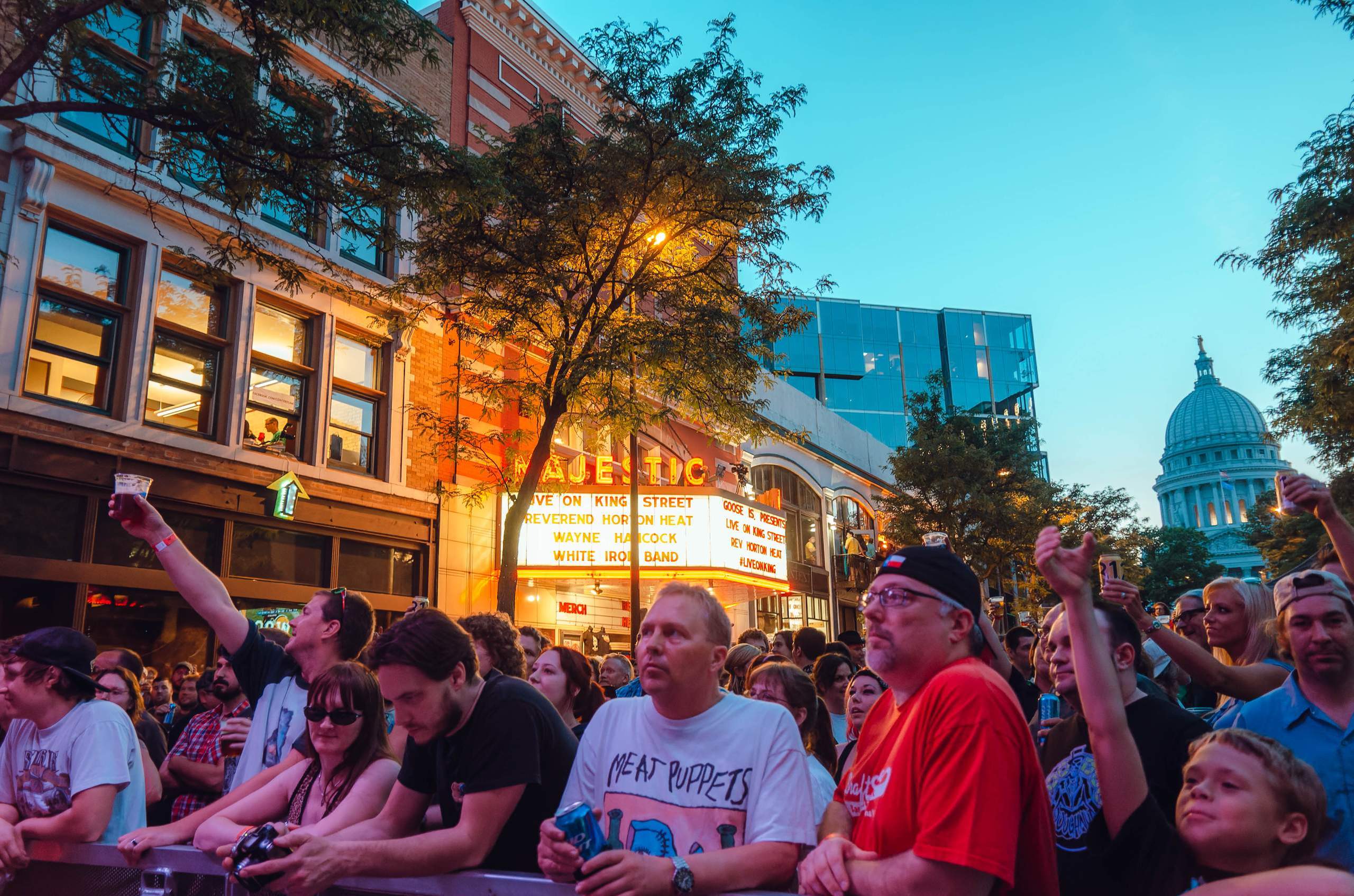 Reverend Horton Heat performing Live on King Street in Madison, WI August 23rd, 2013, photography by Ross Harried for Second Crop Music
