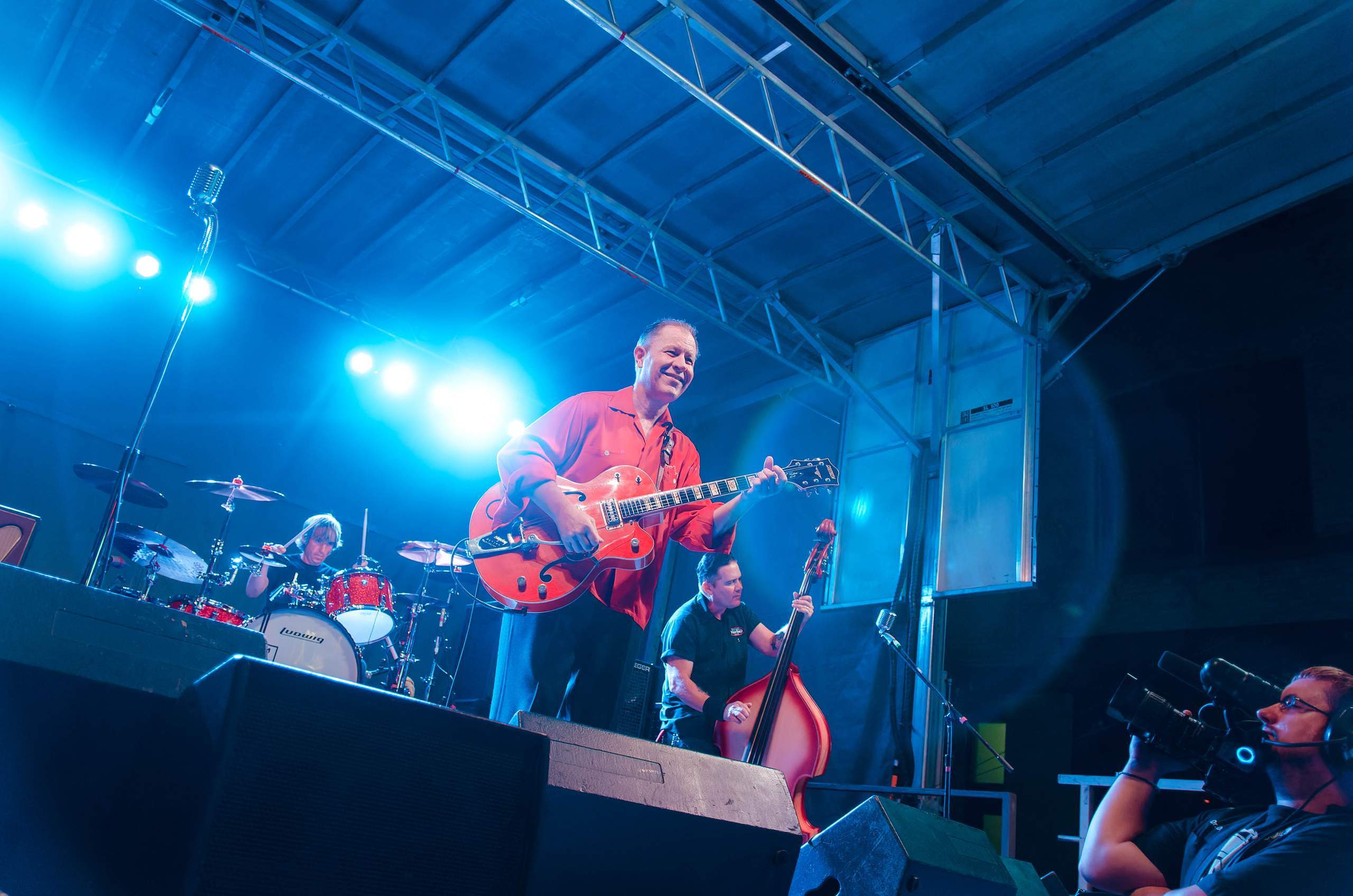 Reverend Horton Heat performing Live on King Street in Madison, WI August 23rd, 2013, photography by Ross Harried for Second Crop Music
