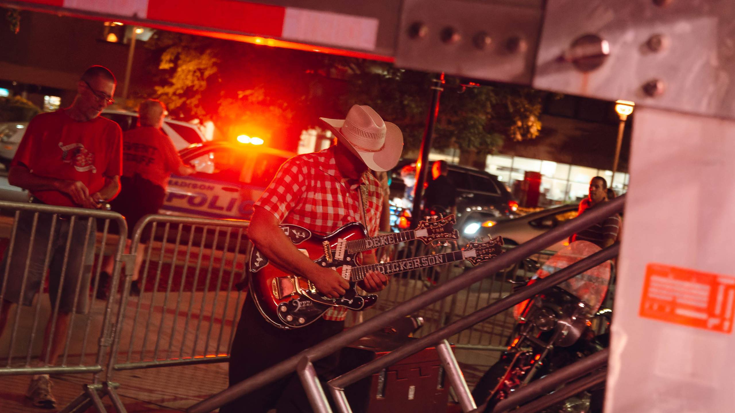 Reverend Horton Heat performing Live on King Street in Madison, WI August 23rd, 2013, photography by Ross Harried for Second Crop Music