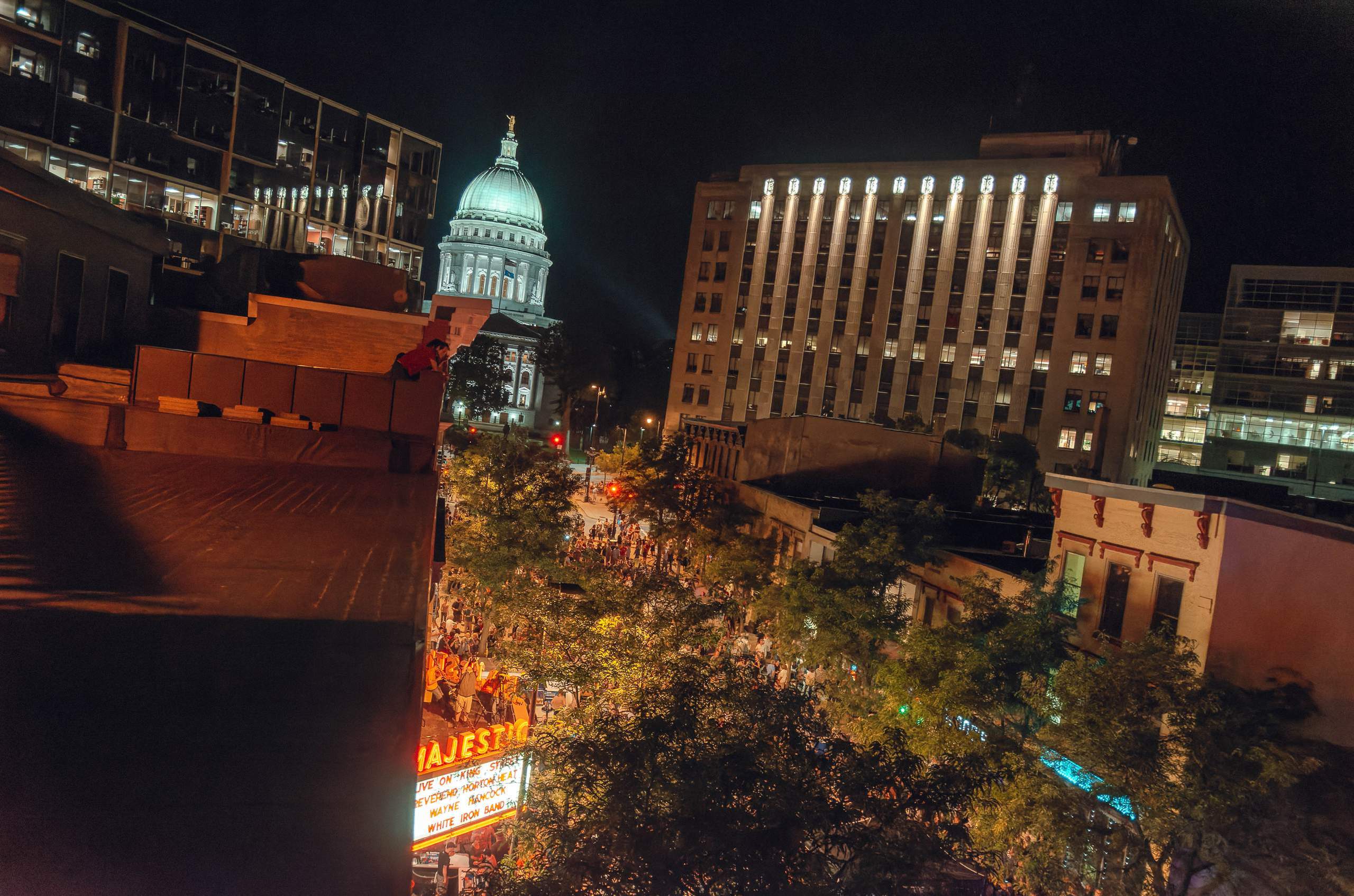 Reverend Horton Heat performing Live on King Street in Madison, WI August 23rd, 2013, photography by Ross Harried for Second Crop Music