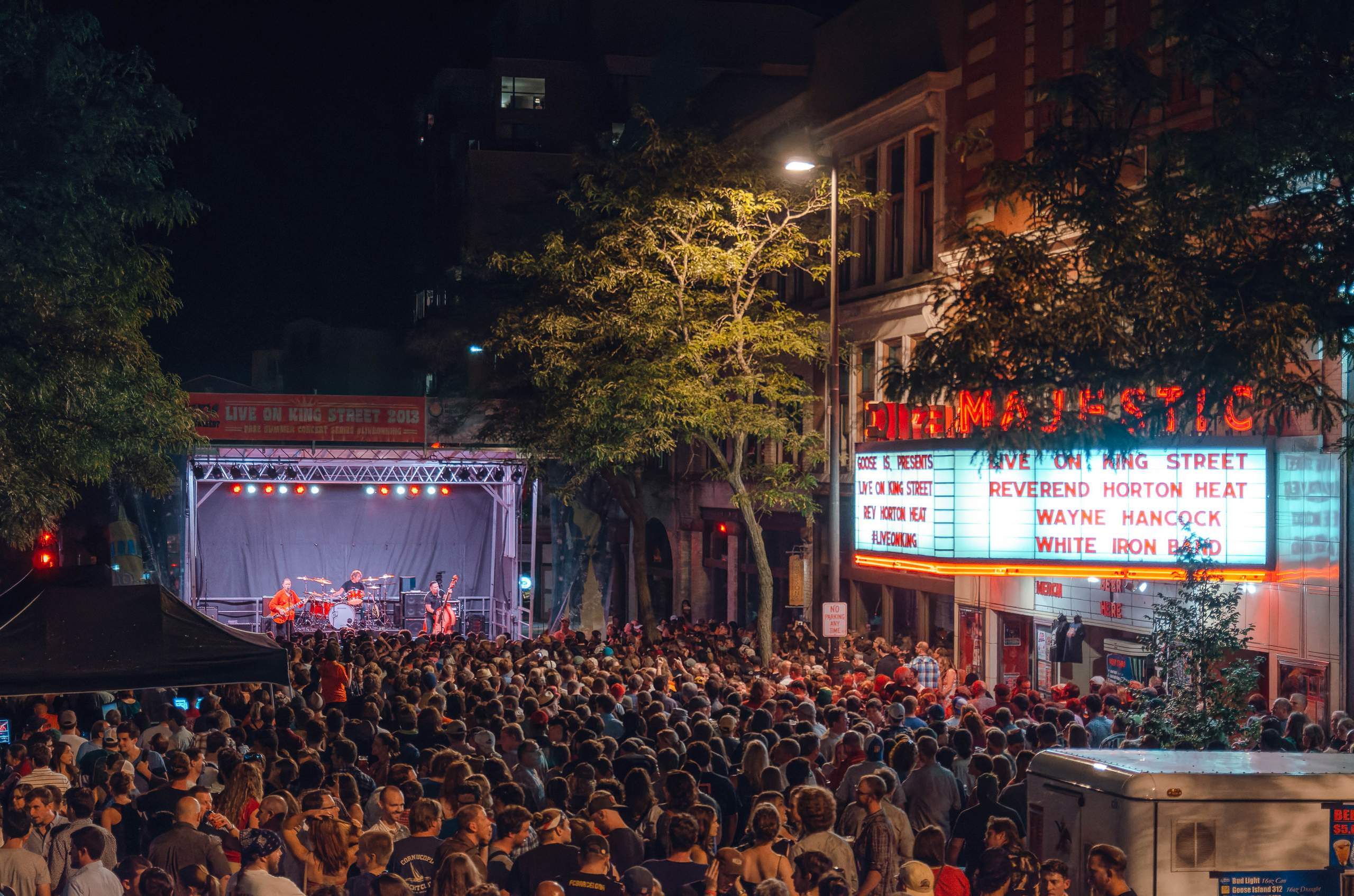 Reverend Horton Heat performing Live on King Street in Madison, WI August 23rd, 2013, photography by Ross Harried for Second Crop Music