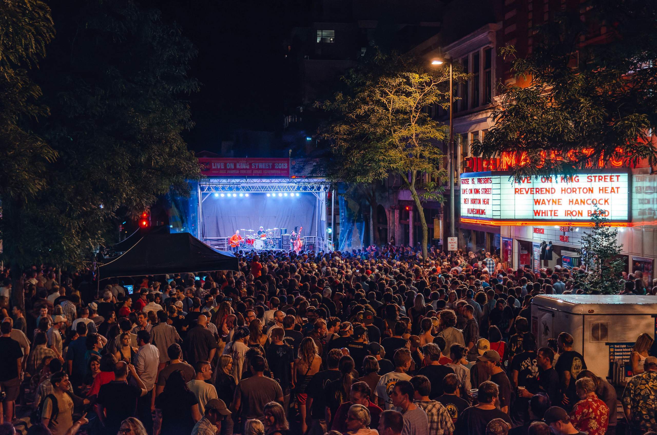 Reverend Horton Heat performing Live on King Street in Madison, WI August 23rd, 2013, photography by Ross Harried for Second Crop Music