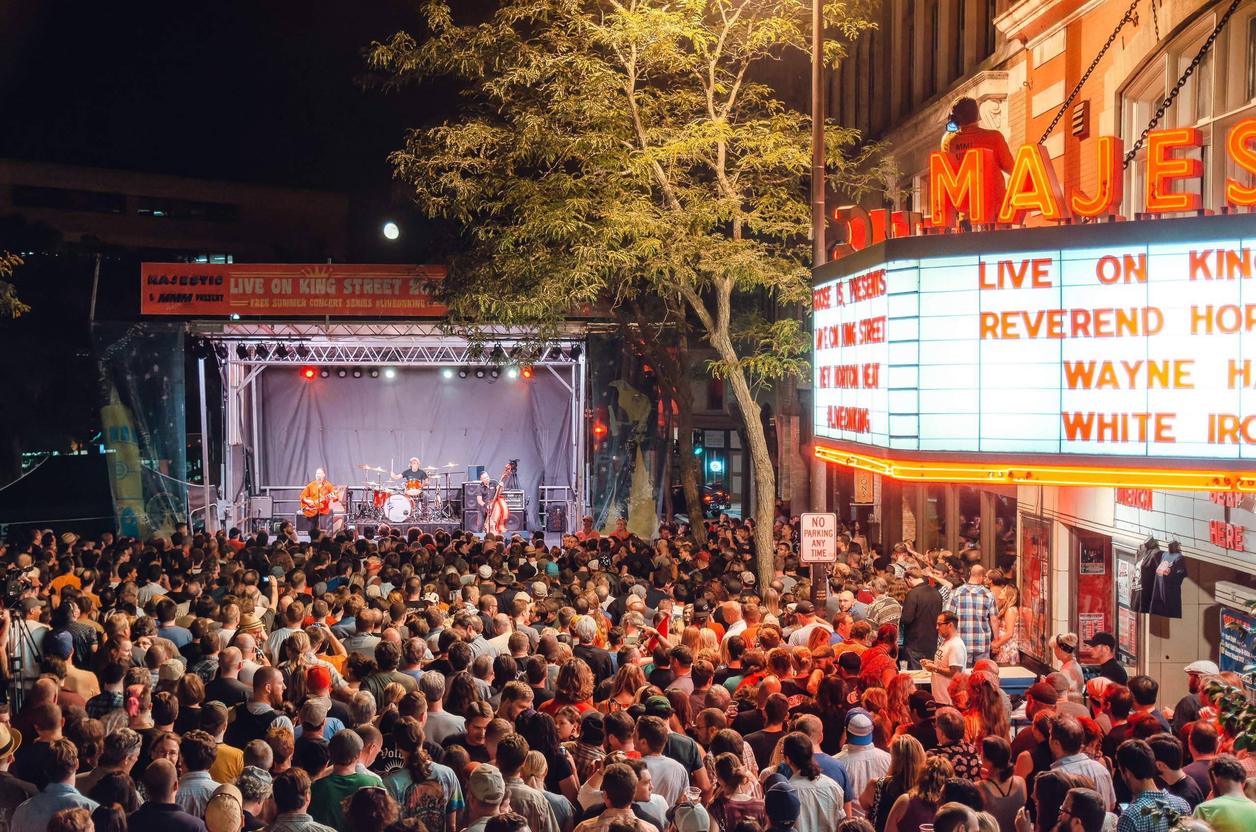 Reverend Horton Heat performing Live on King Street in Madison, WI August 23rd, 2013, photography by Ross Harried for Second Crop Music