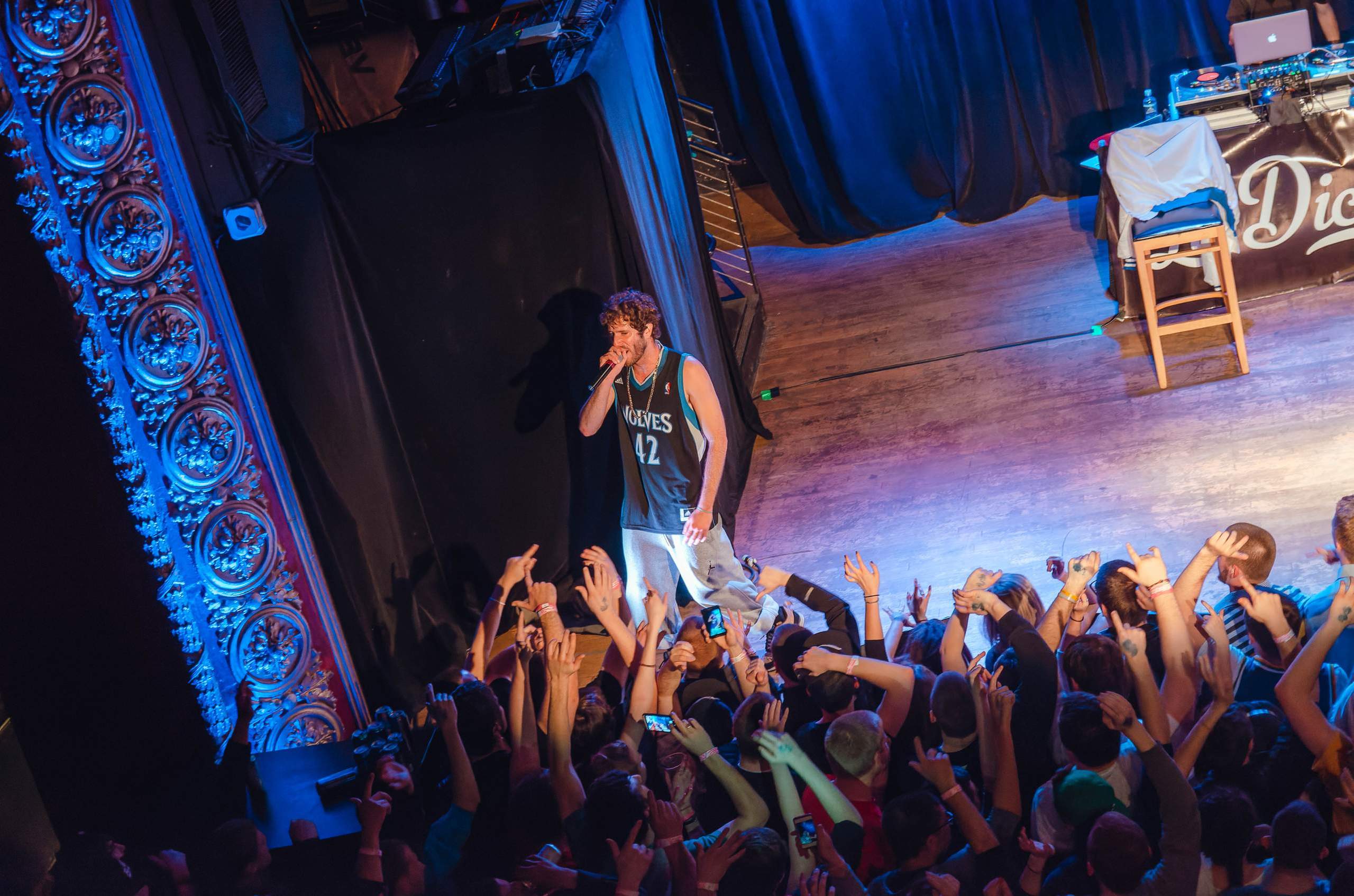 Lil Dicky performing at The Majestic in Madison, WI March 27th, 2014, photography by Ross Harried for Second Crop Music