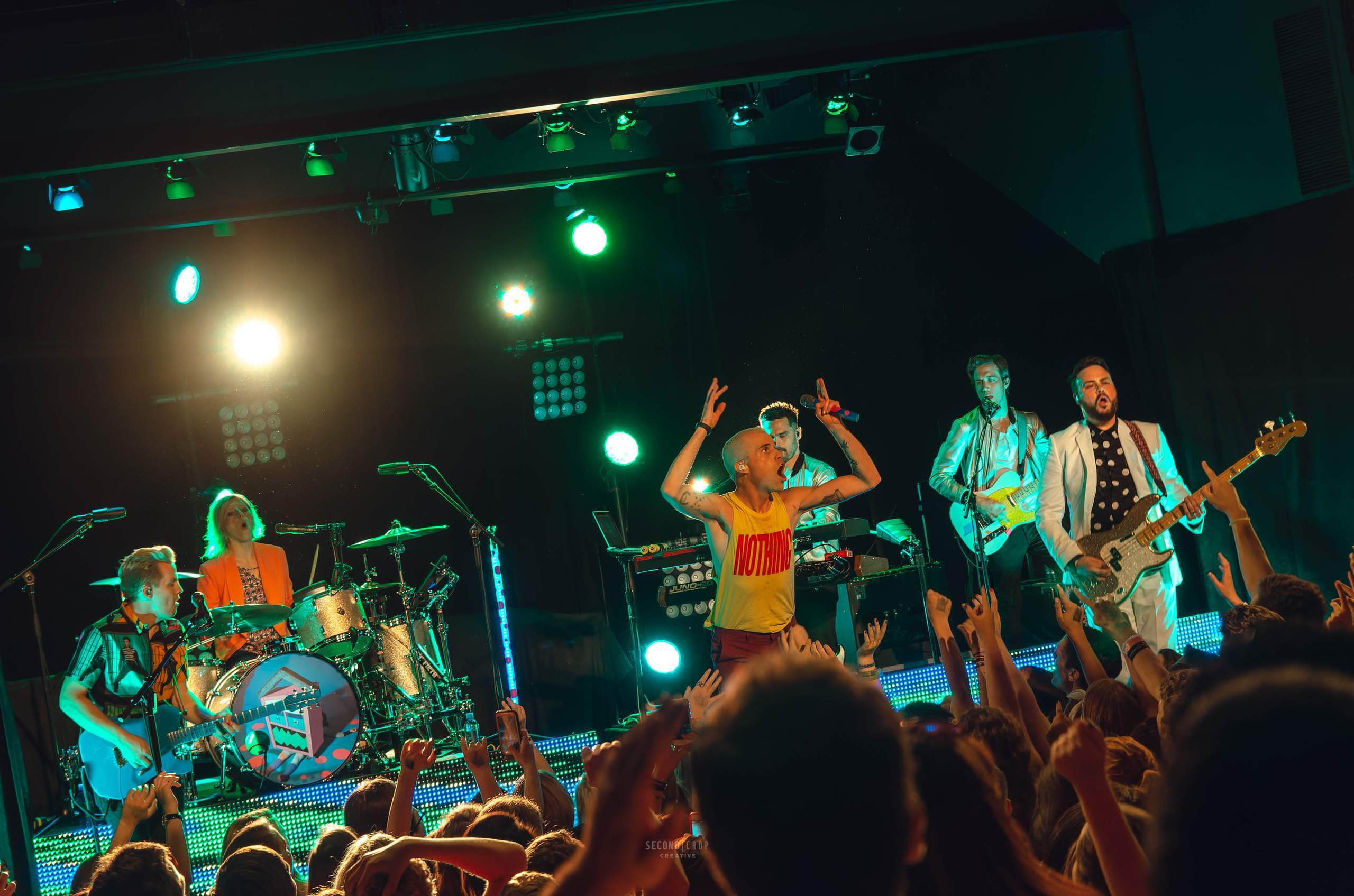 Neon Trees performing at The Majestic in Madison, WI June 24th, 2014, photography by Ross Harried for Second Crop Music