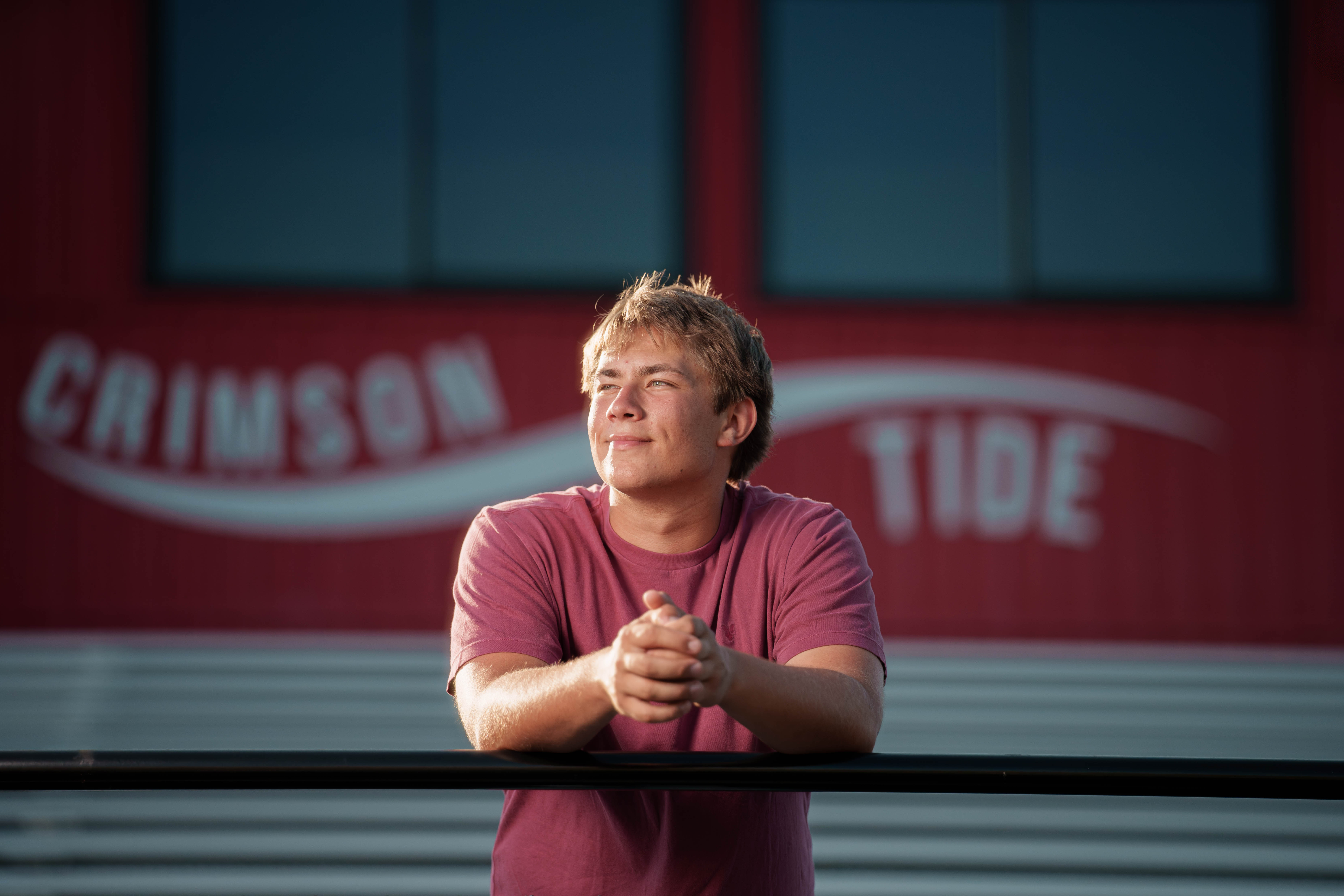 Beckett Johnson poses for senior photos at Edgerton High School in Edgerton, Wisconsin on July 15th, 2025. Johnson will graduate in 2026. Photography by Ross Harried for Second Crop Creative.