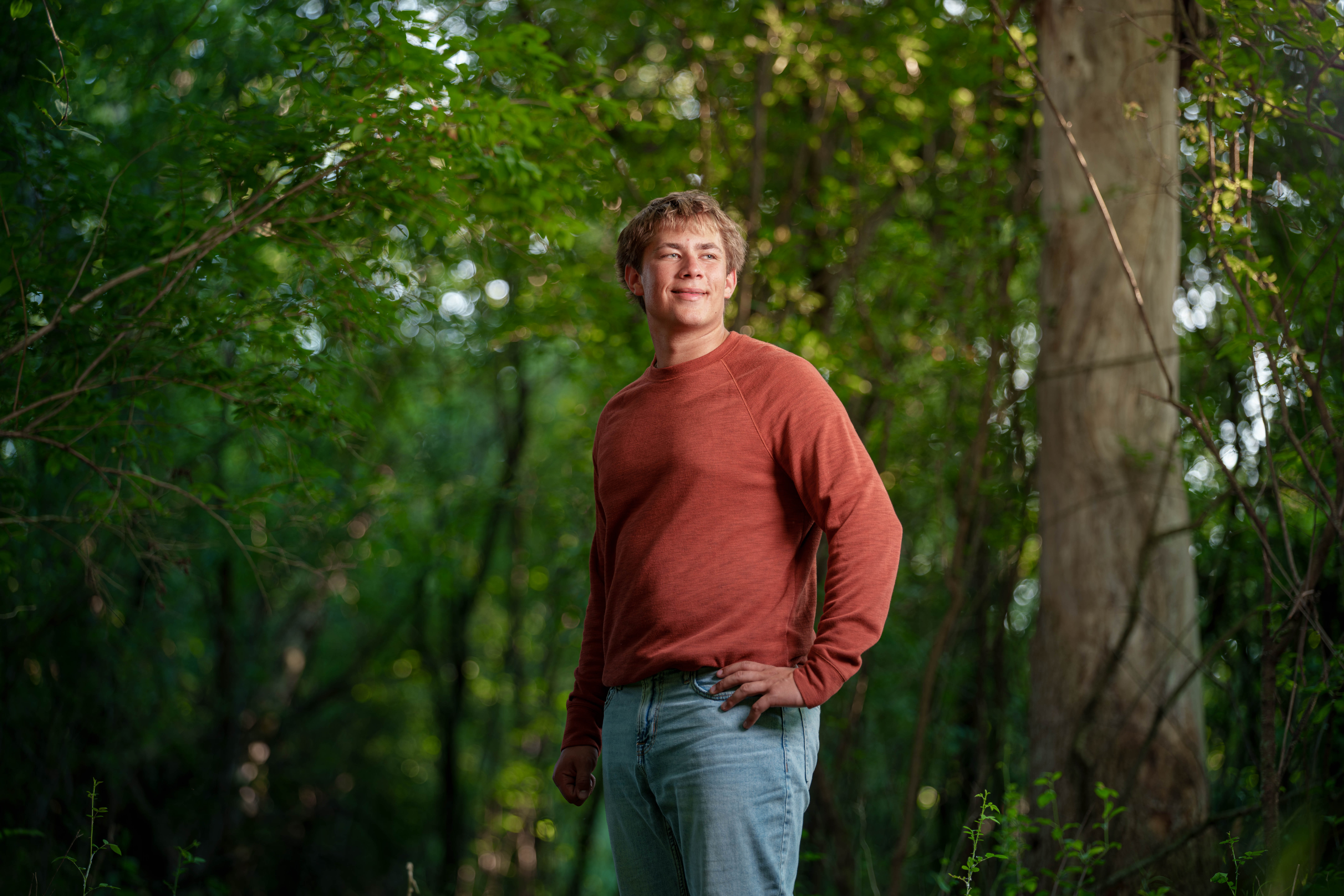 Beckett Johnson poses for senior photos at Edgerton High School in Edgerton, Wisconsin on July 15th, 2025. Johnson will graduate in 2026. Photography by Ross Harried for Second Crop Creative.