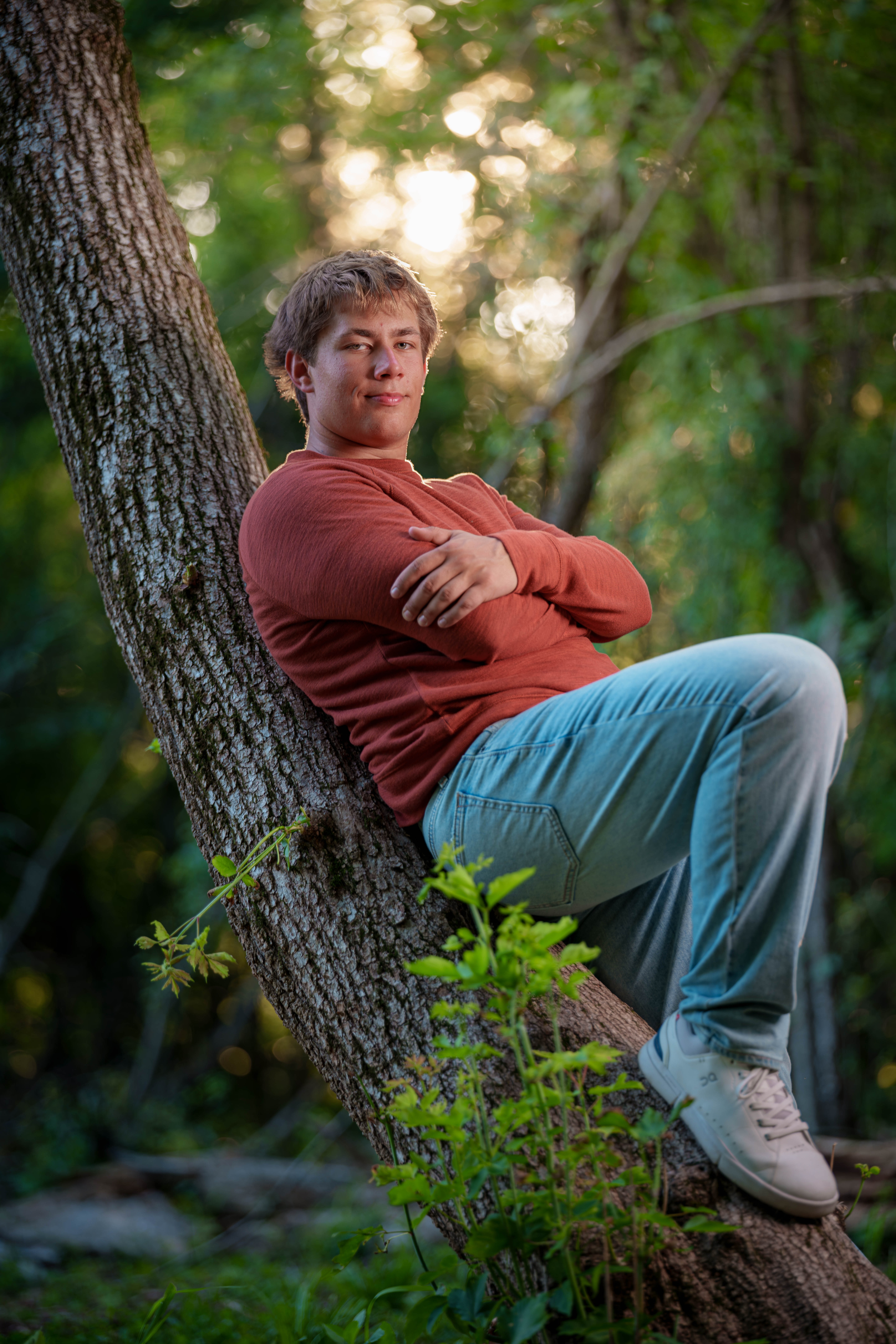 Beckett Johnson poses for senior photos at Edgerton High School in Edgerton, Wisconsin on July 15th, 2025. Johnson will graduate in 2026. Photography by Ross Harried for Second Crop Creative.