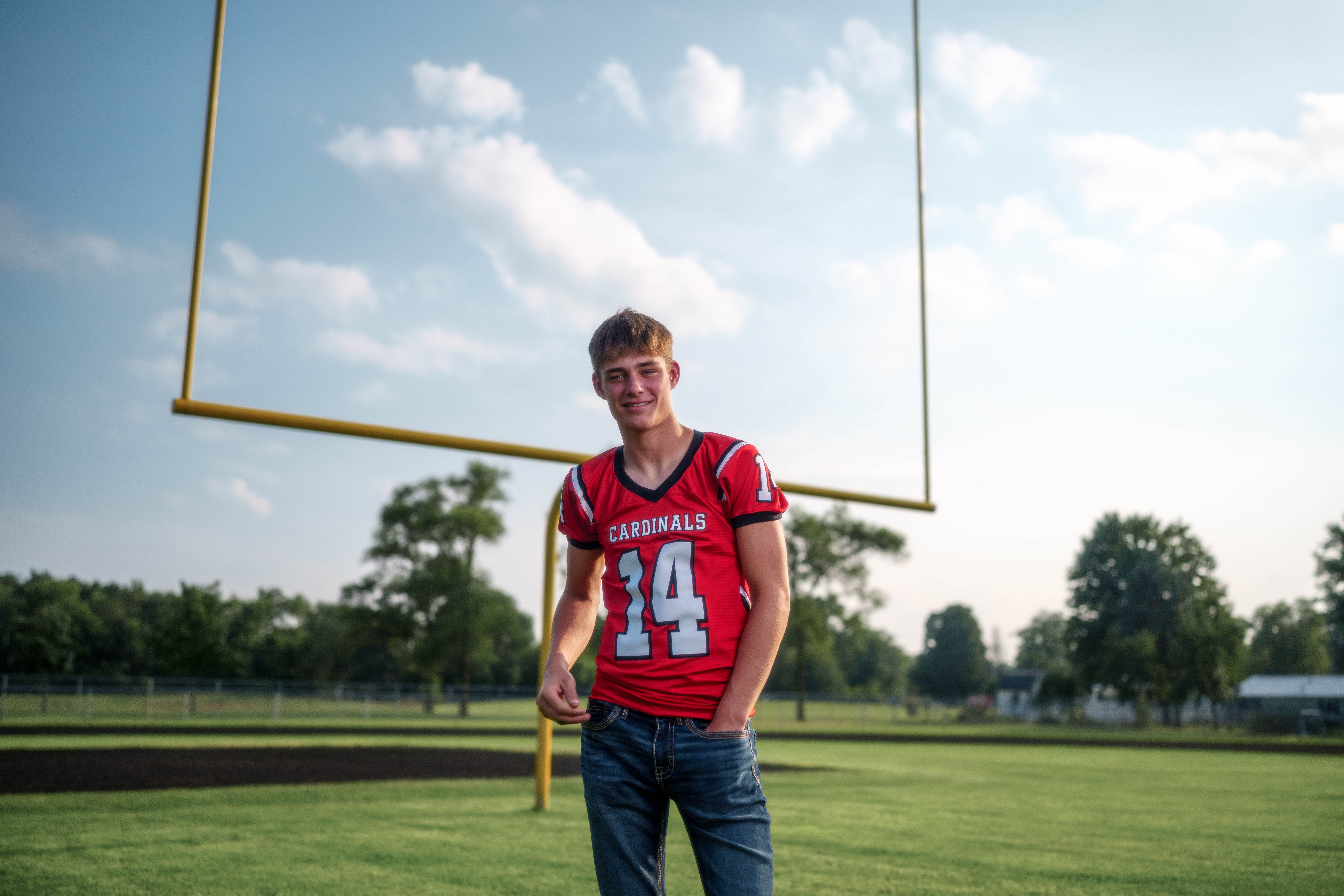 Click to View Larger Jayden Brown poses for senior photos at Brodhead High School in Brodhead, Wisconsin on August 4th, 2025. Brown will graduate in 2026. Photography by Ross Harried for Second Crop Creative.