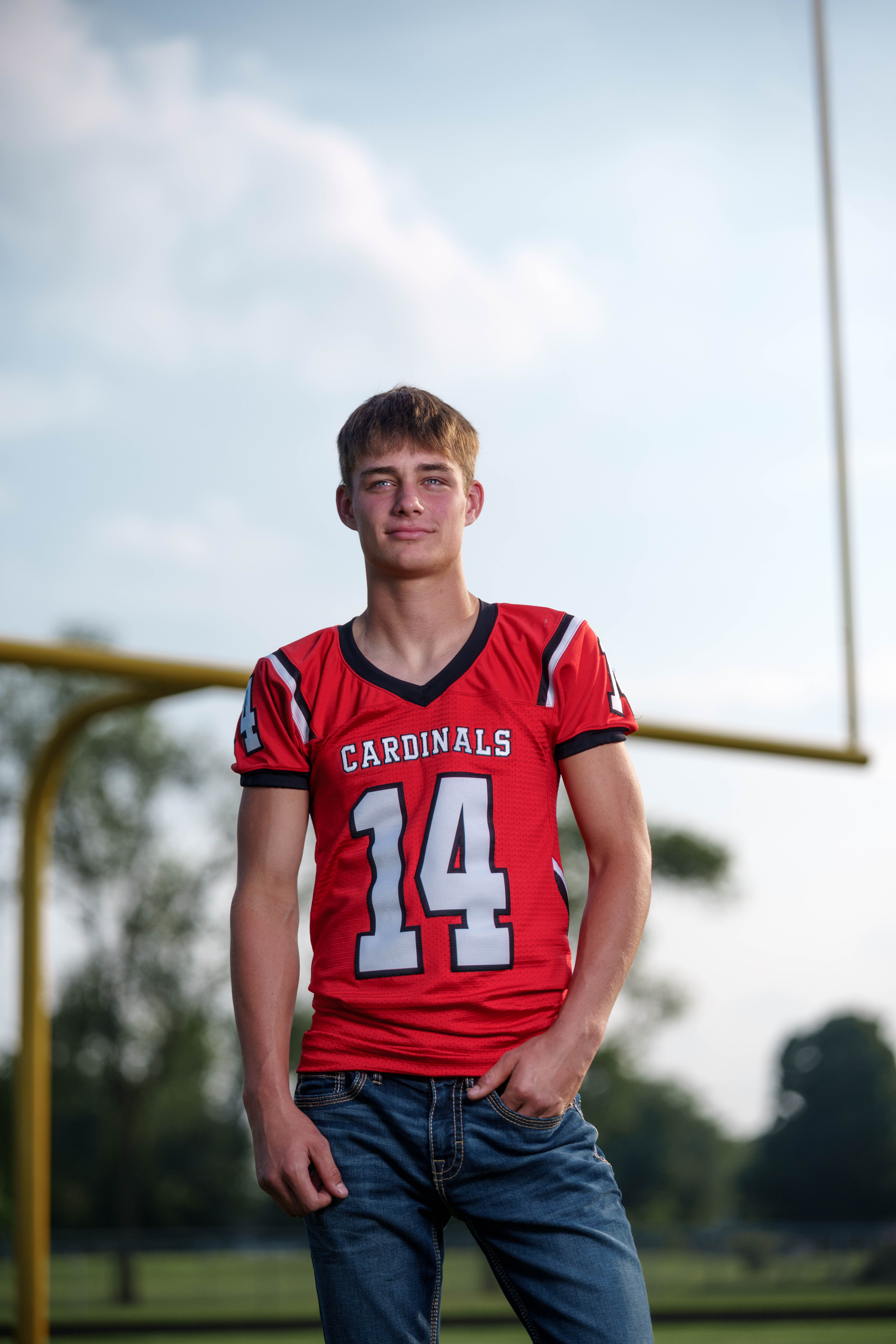 Click to View Larger Jayden Brown poses for senior photos at Brodhead High School in Brodhead, Wisconsin on August 4th, 2025. Brown will graduate in 2026. Photography by Ross Harried for Second Crop Creative.