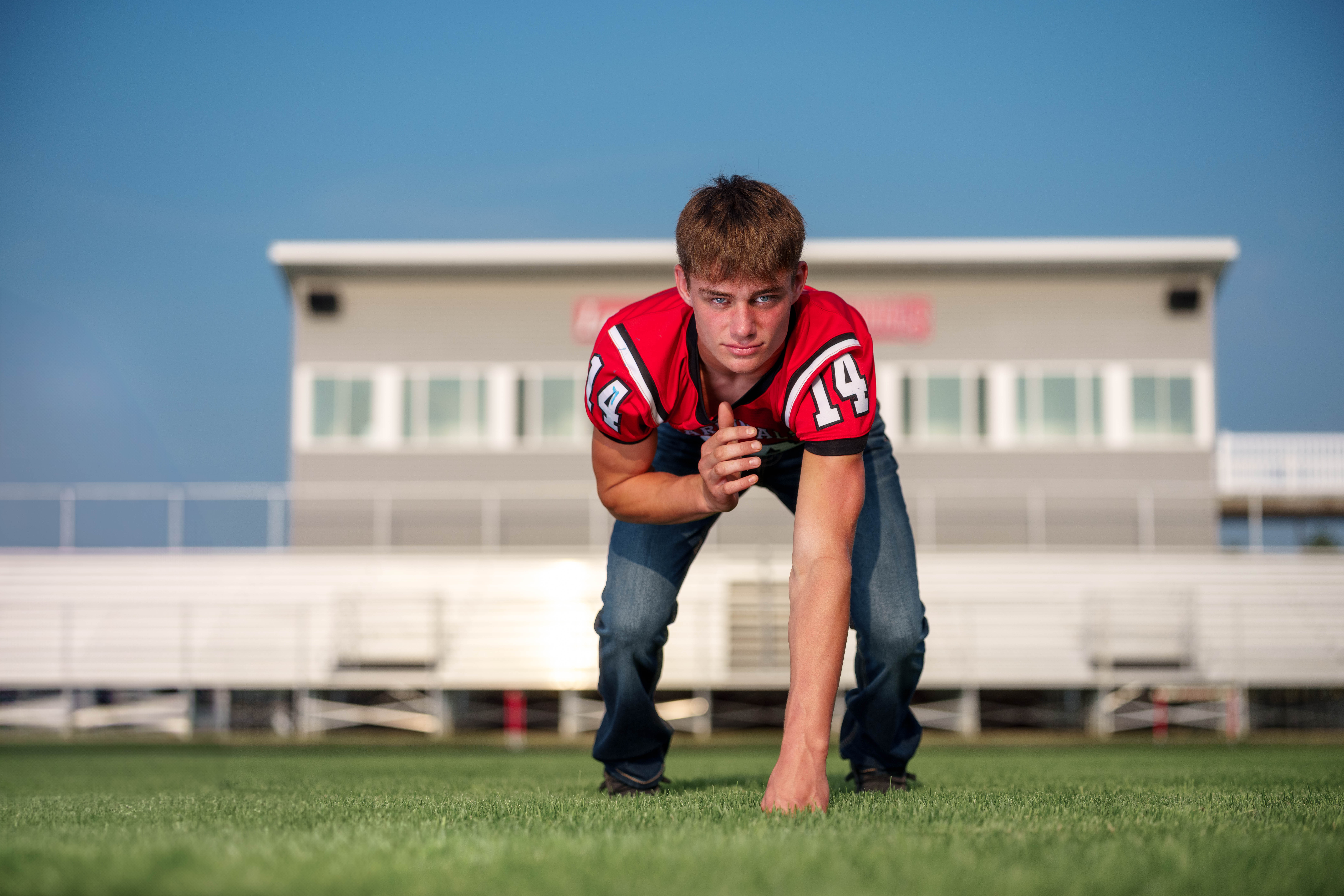 Click to View Larger Jayden Brown poses for senior photos at Brodhead High School in Brodhead, Wisconsin on August 4th, 2025. Brown will graduate in 2026. Photography by Ross Harried for Second Crop Creative.