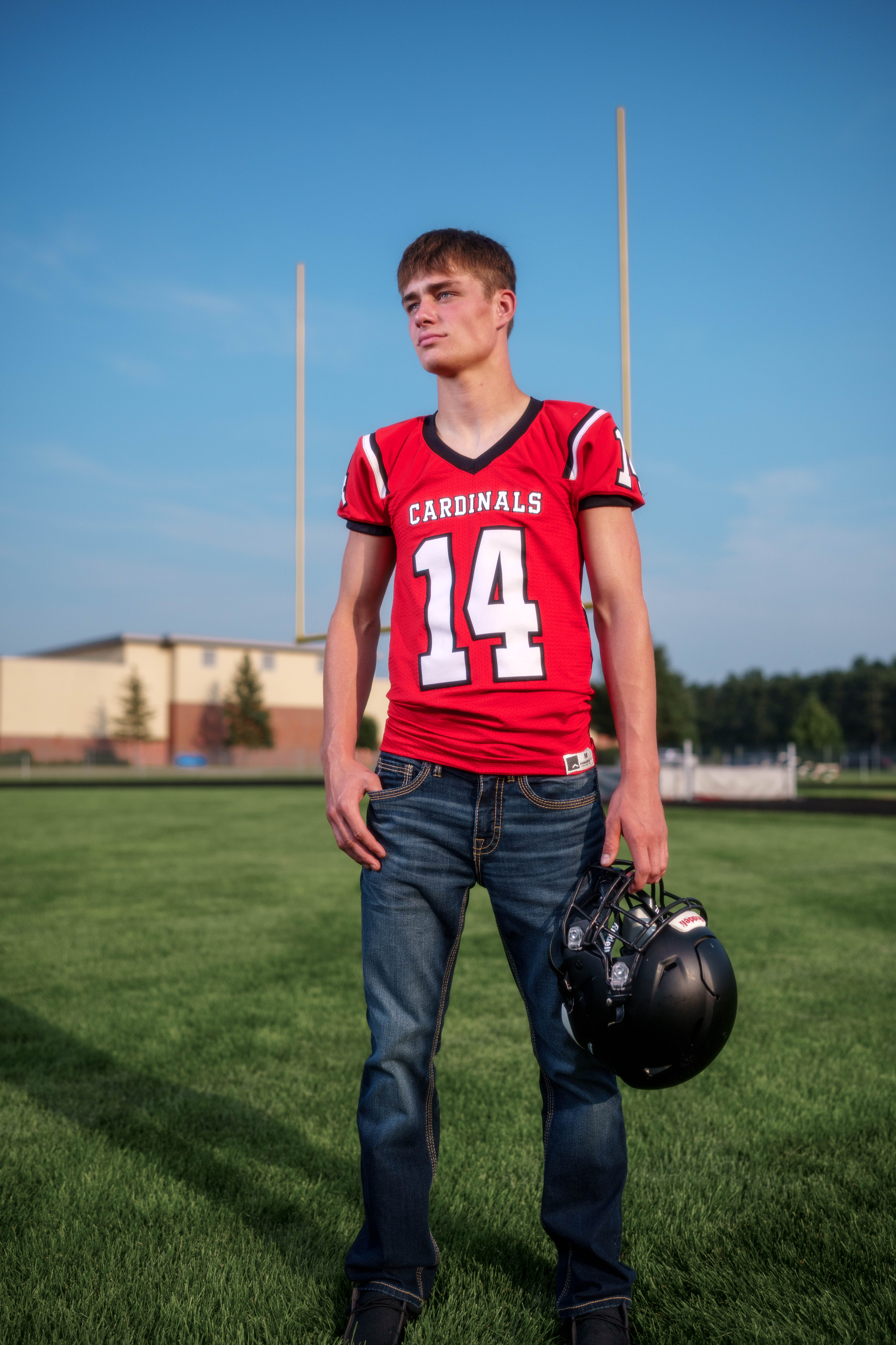 Click to View Larger Jayden Brown poses for senior photos at Brodhead High School in Brodhead, Wisconsin on August 4th, 2025. Brown will graduate in 2026. Photography by Ross Harried for Second Crop Creative.
