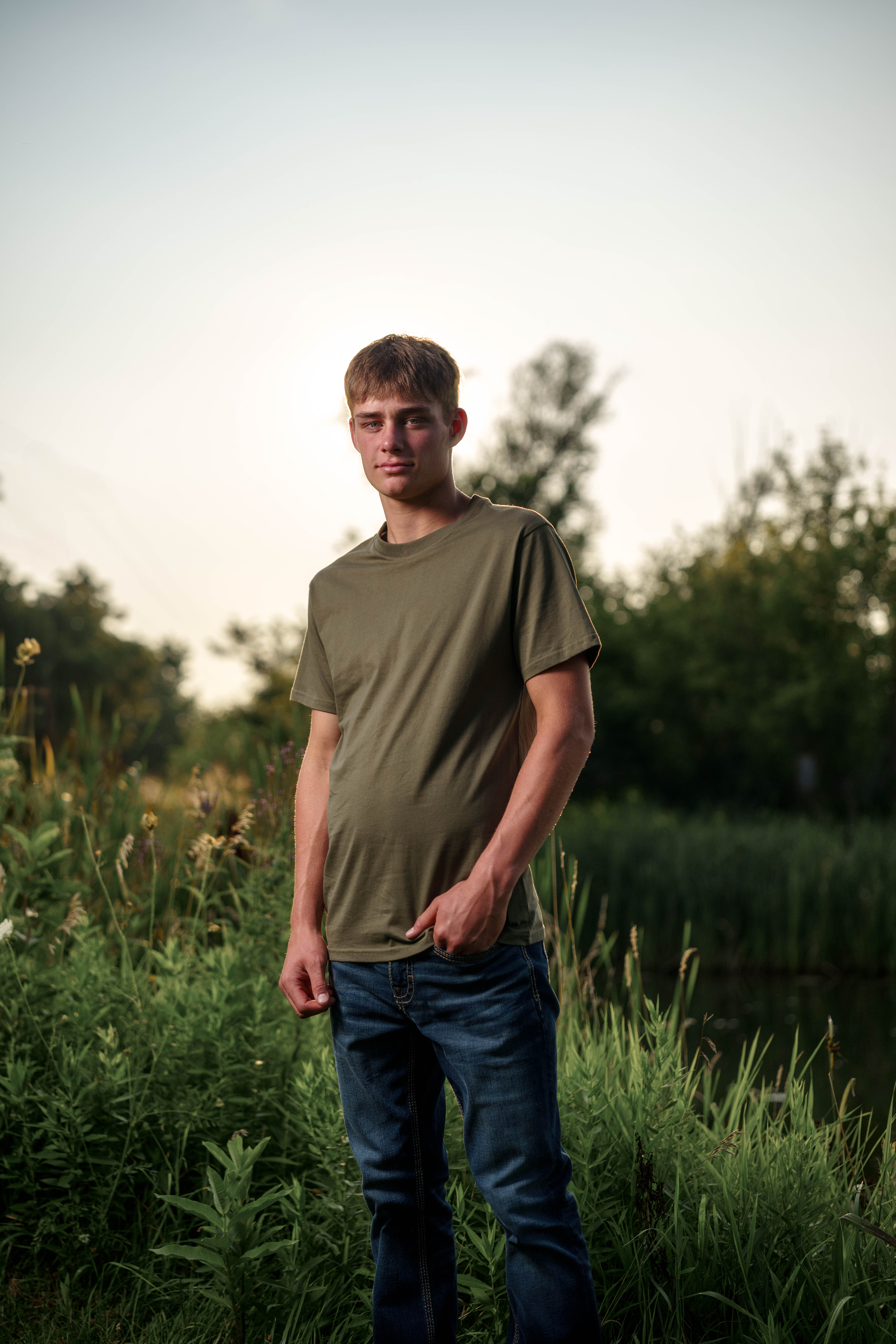 Click to View Larger Jayden Brown poses for senior photos near Juda, Wisconsin on August 4th, 2025. Brown will graduate in 2026. Photography by Ross Harried for Second Crop Creative.