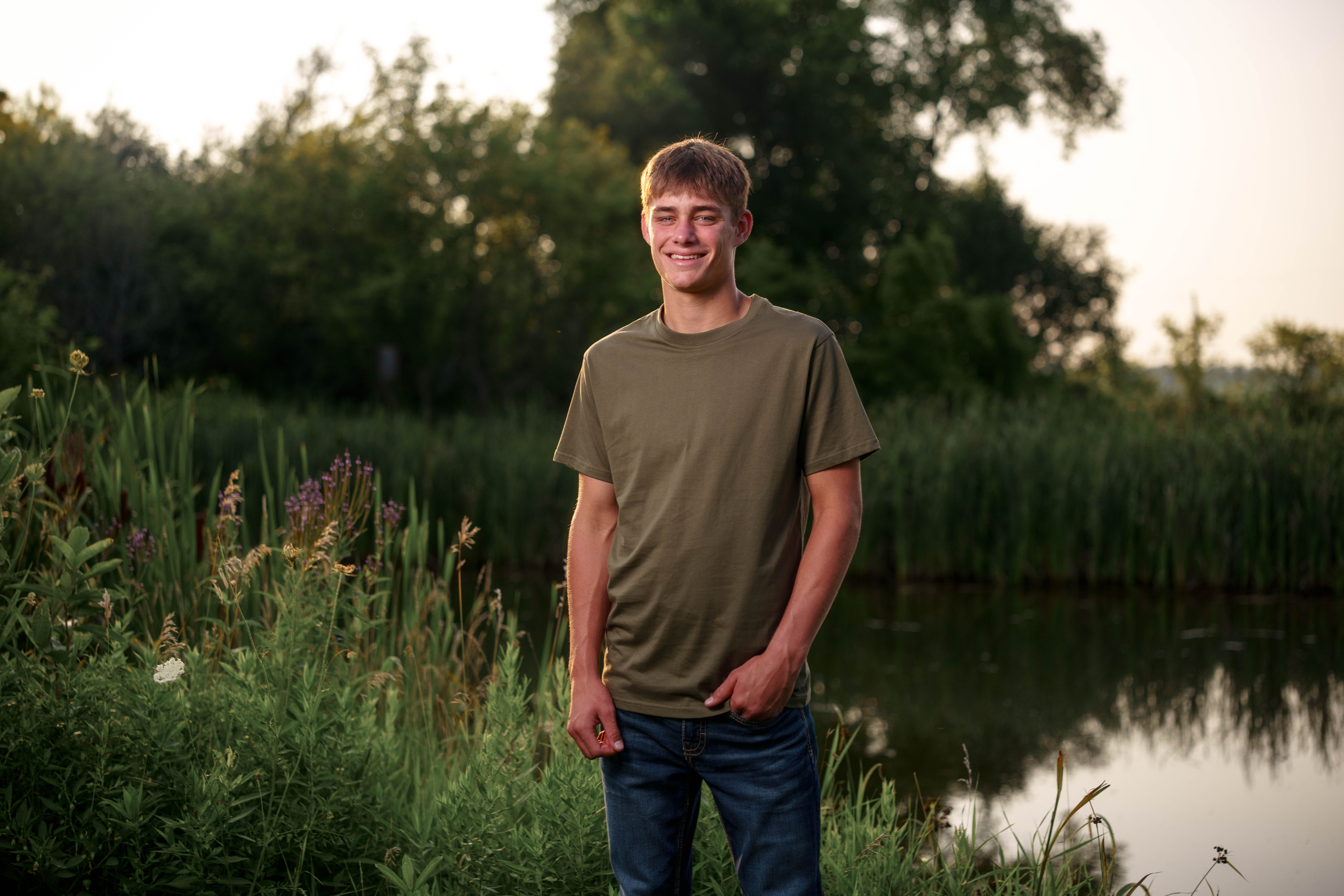 Click to View Larger Jayden Brown poses for senior photos near Juda, Wisconsin on August 4th, 2025. Brown will graduate in 2026. Photography by Ross Harried for Second Crop Creative.