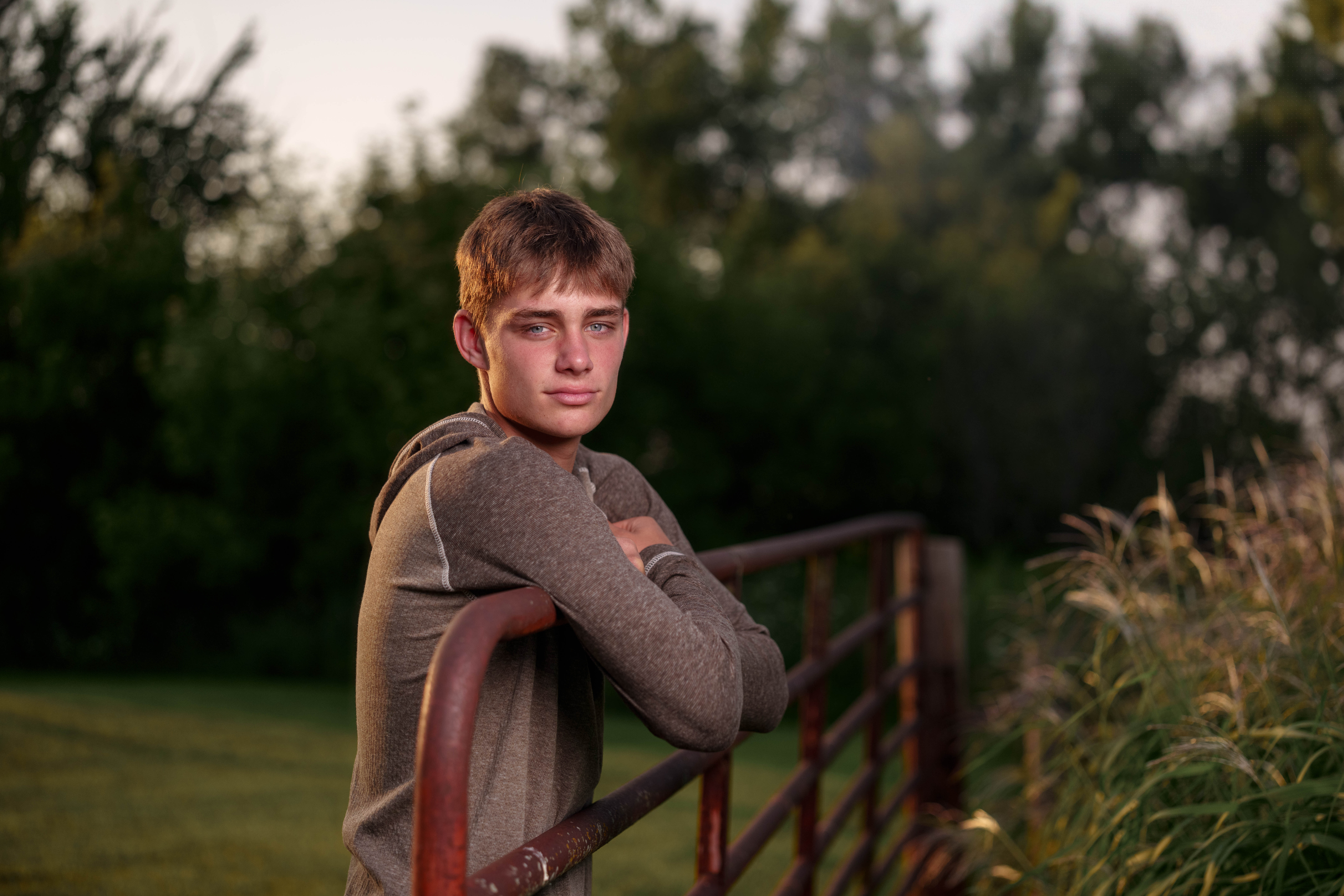 Click to View Larger Jayden Brown poses for senior photos near Juda, Wisconsin on August 4th, 2025. Brown will graduate in 2026. Photography by Ross Harried for Second Crop Creative.