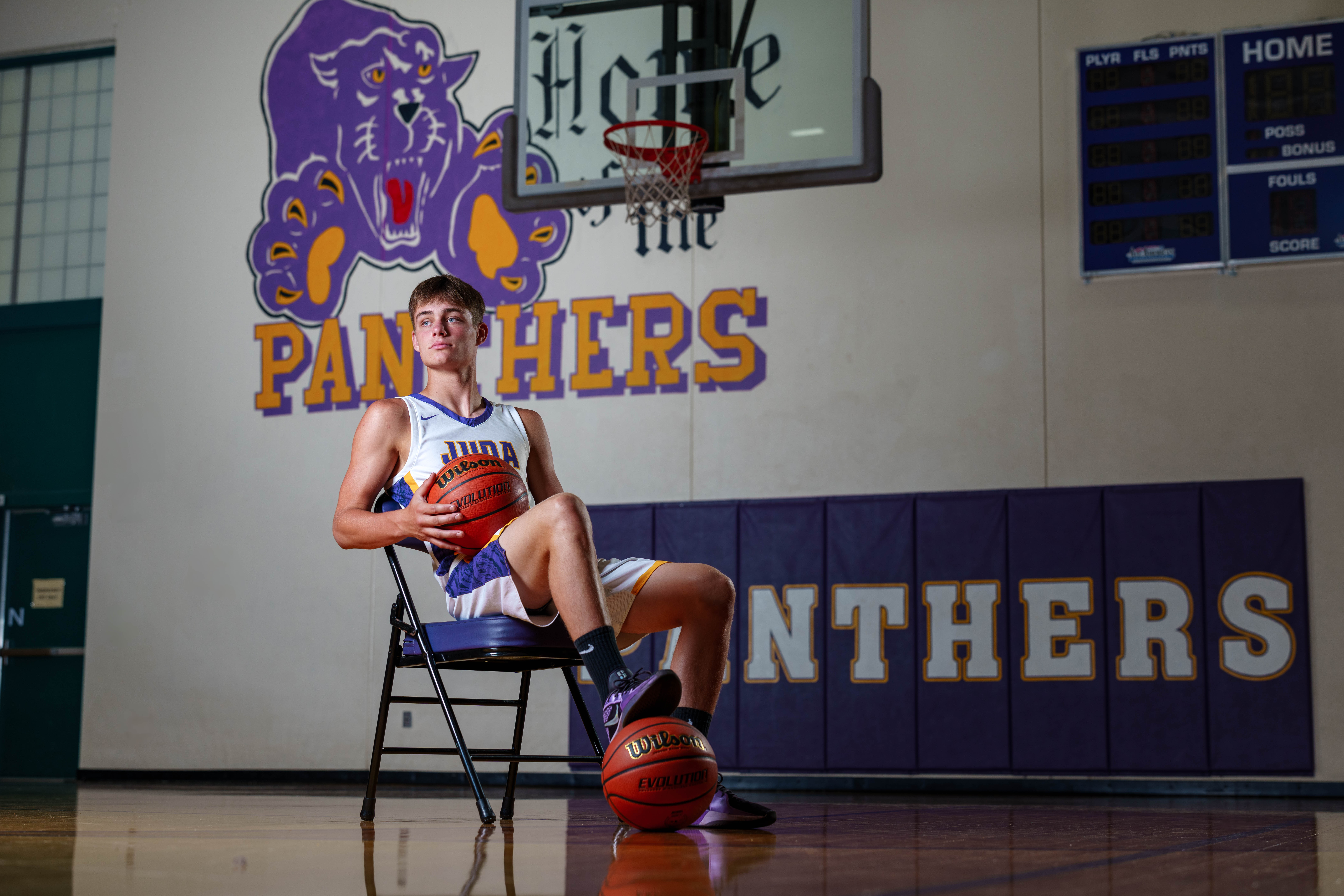 Click to View Larger Jayden Brown poses for senior photos at Juda High School in Juda, Wisconsin on August 4th, 2025. Brown will graduate in 2026. Photography by Ross Harried for Second Crop Creative.