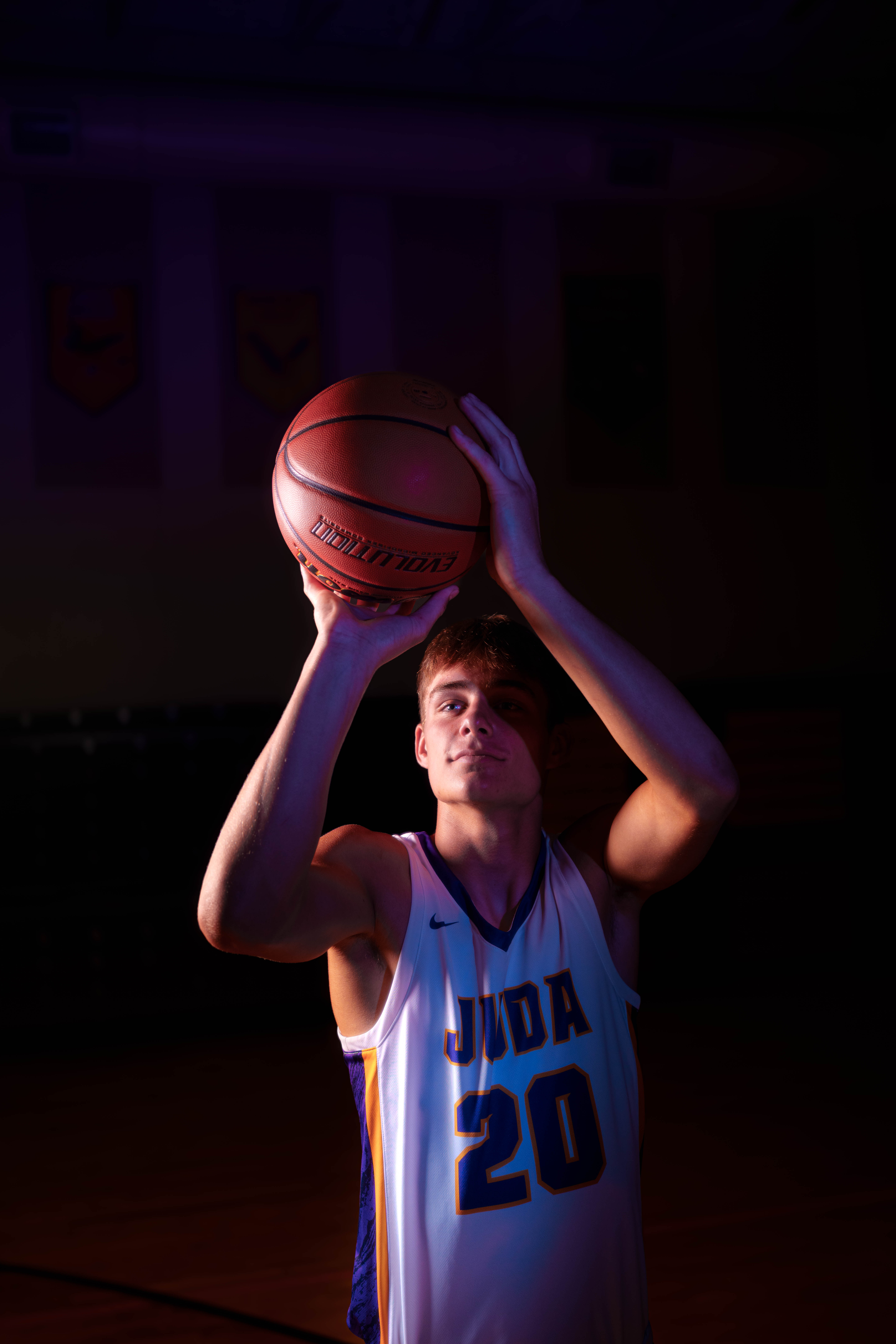 Click to View Larger Jayden Brown poses for senior photos at Juda High School in Juda, Wisconsin on August 4th, 2025. Brown will graduate in 2026. Photography by Ross Harried for Second Crop Creative.