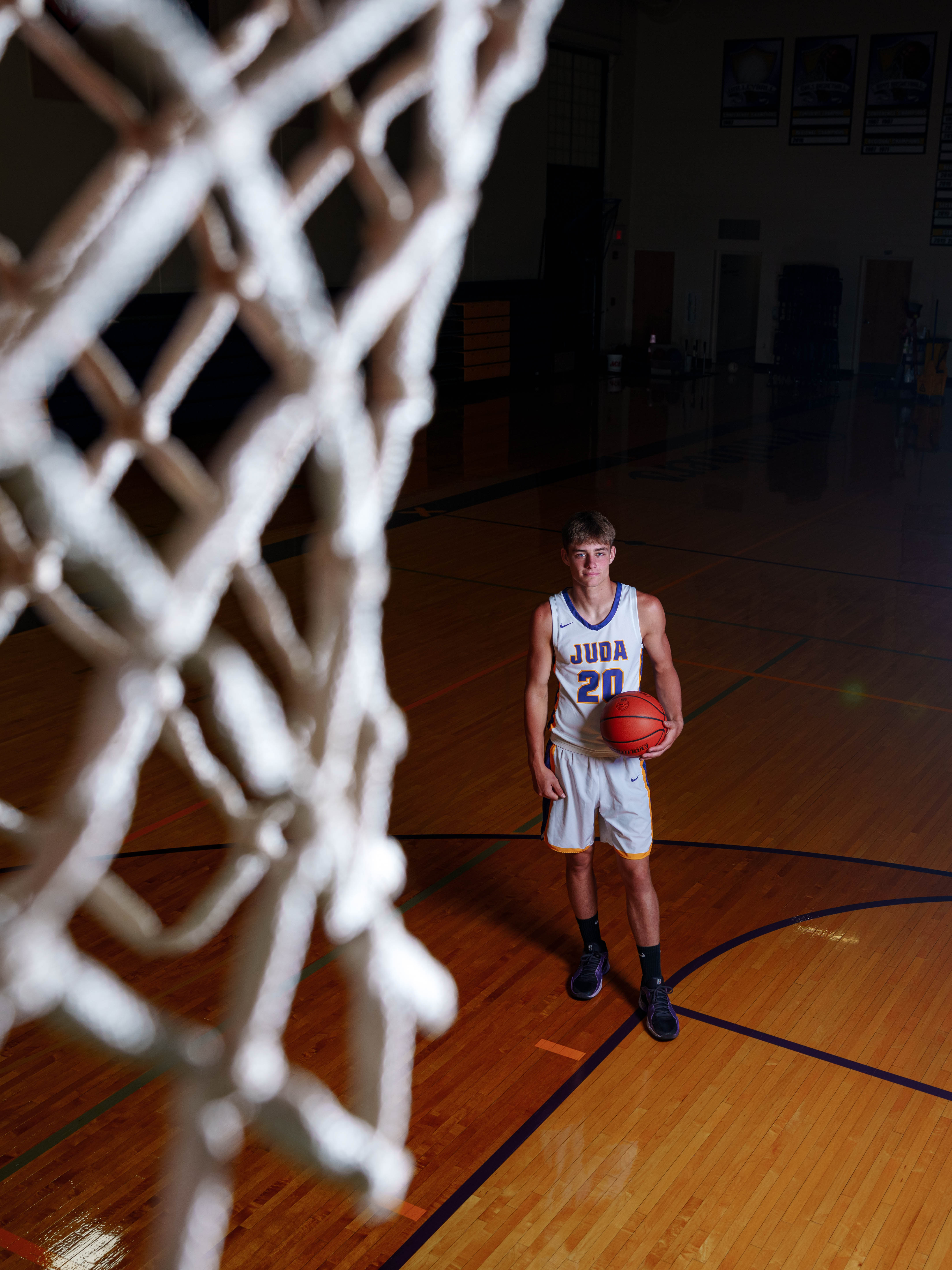 Click to View Larger Jayden Brown poses for senior photos at Juda High School in Juda, Wisconsin on August 4th, 2025. Brown will graduate in 2026. Photography by Ross Harried for Second Crop Creative.