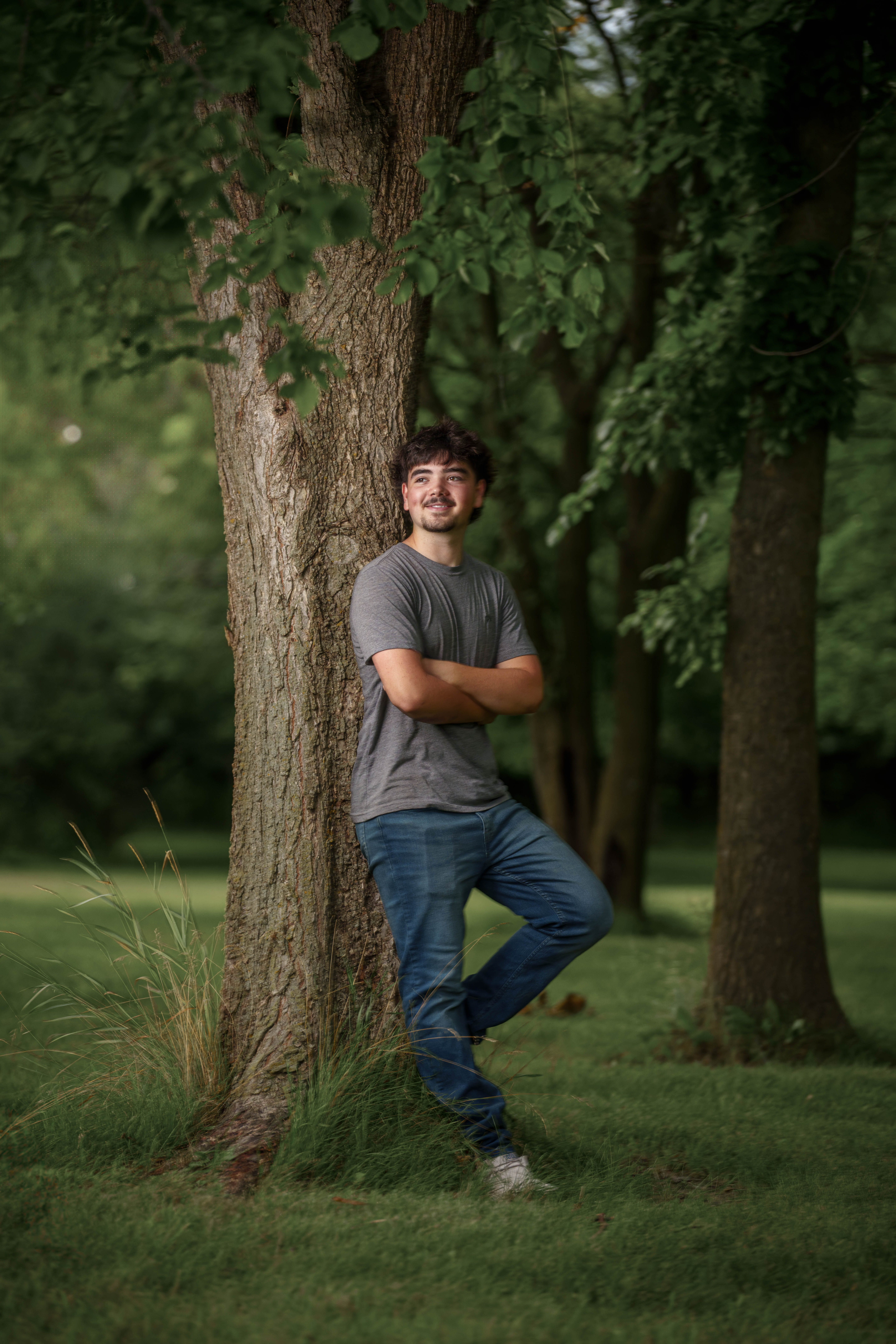 Click to View Larger Brady Stuart poses for senior photos outside Monroe Wisconsin on August 4th, 2025. Stuart will graduate in 2026. Photography by Ross Harried for Second Crop Creative.