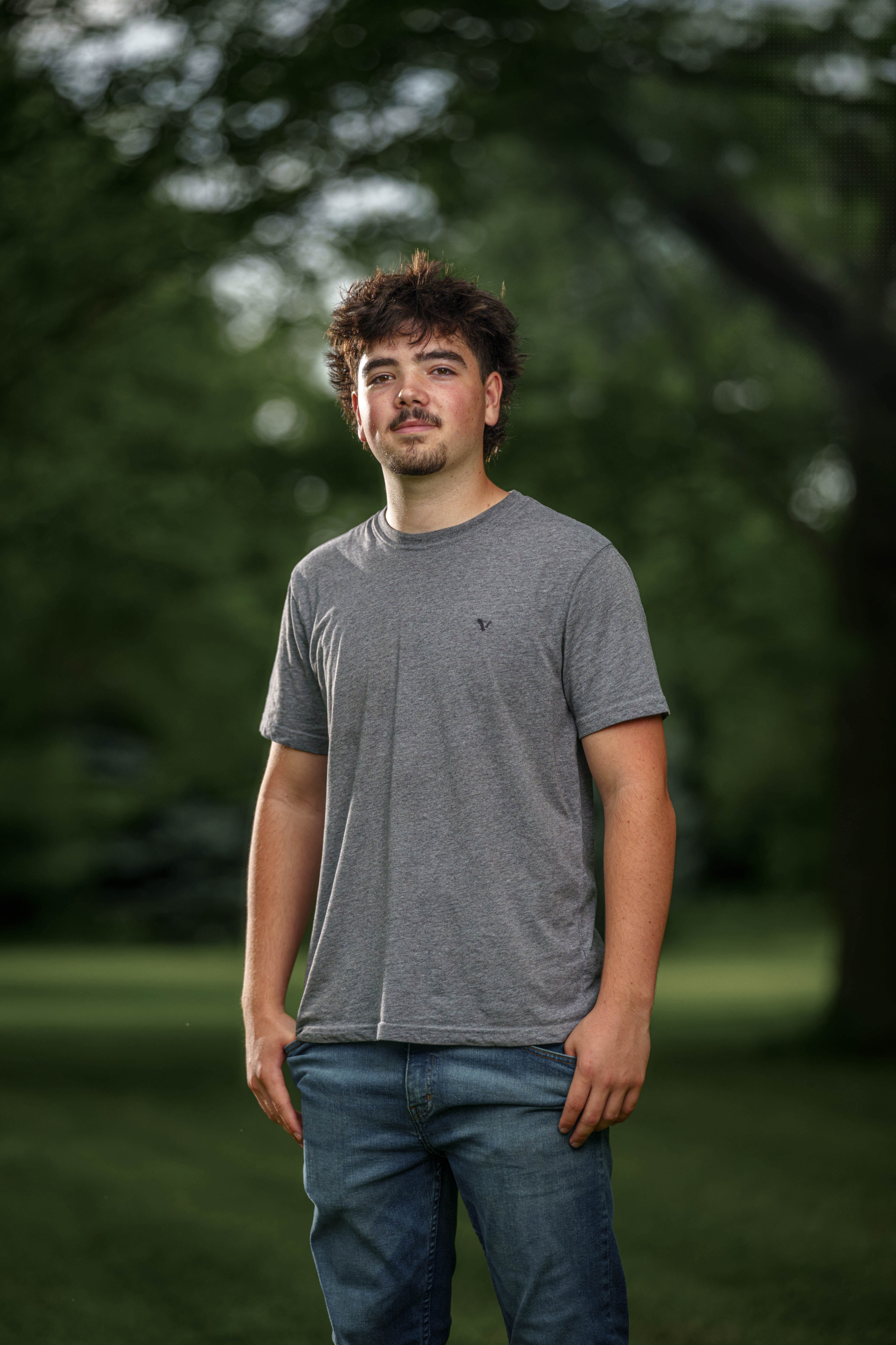 Click to View Larger Brady Stuart poses for senior photos outside Monroe Wisconsin on August 4th, 2025. Stuart will graduate in 2026. Photography by Ross Harried for Second Crop Creative.