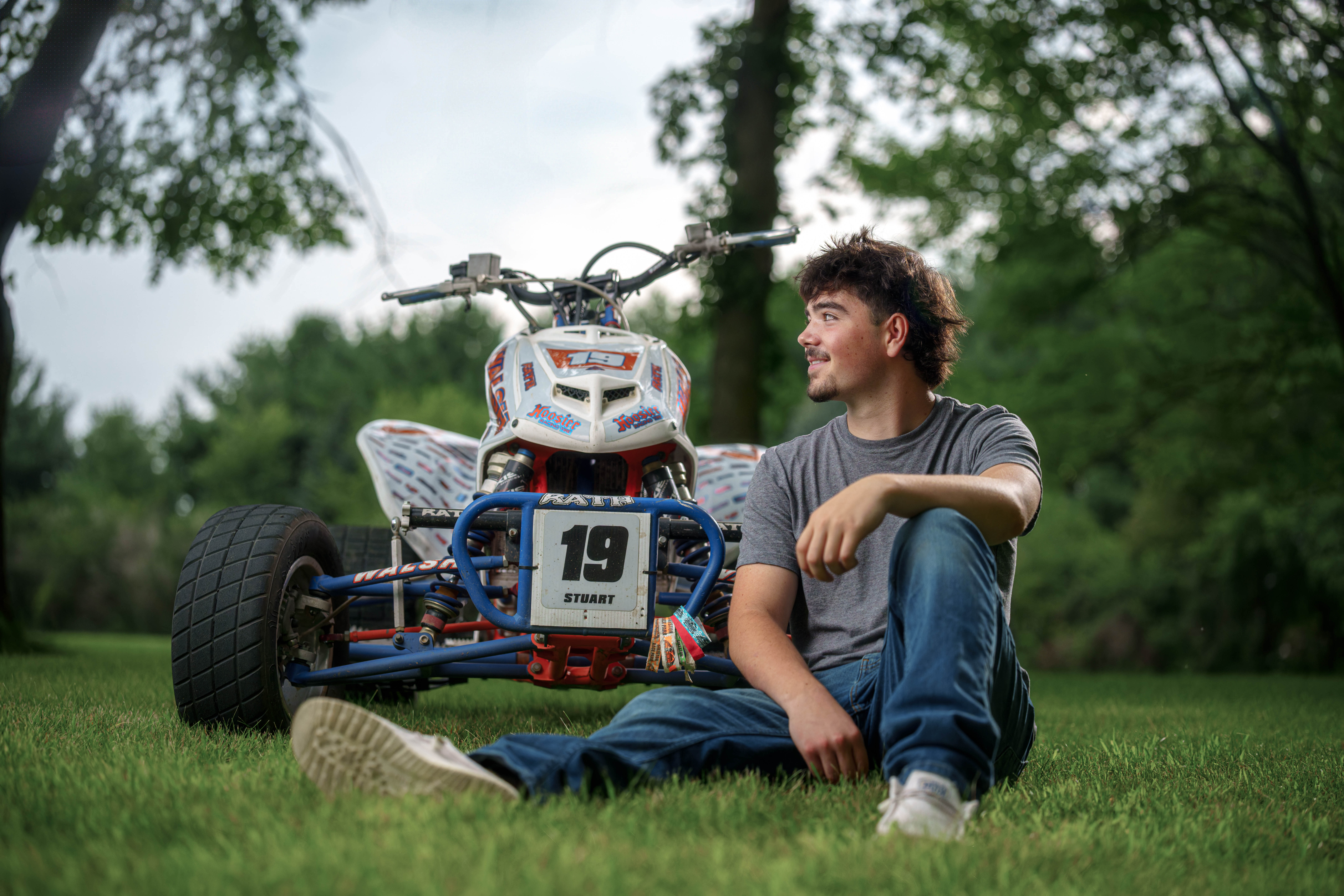 Click to View Larger Brady Stuart poses for senior photos outside Monroe Wisconsin on August 4th, 2025. Stuart will graduate in 2026. Photography by Ross Harried for Second Crop Creative.