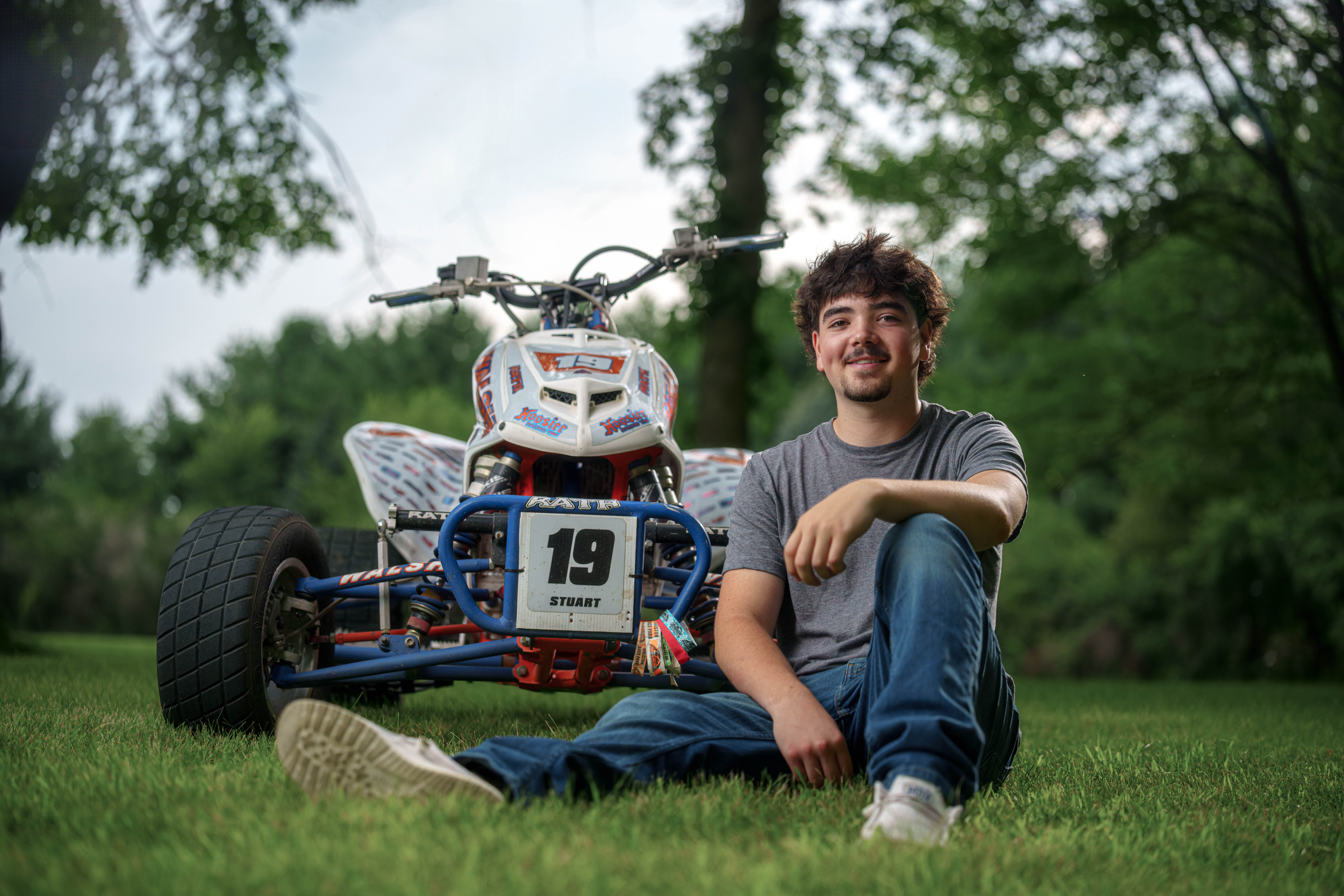 Click to View Larger Brady Stuart poses for senior photos outside Monroe Wisconsin on August 4th, 2025. Stuart will graduate in 2026. Photography by Ross Harried for Second Crop Creative.