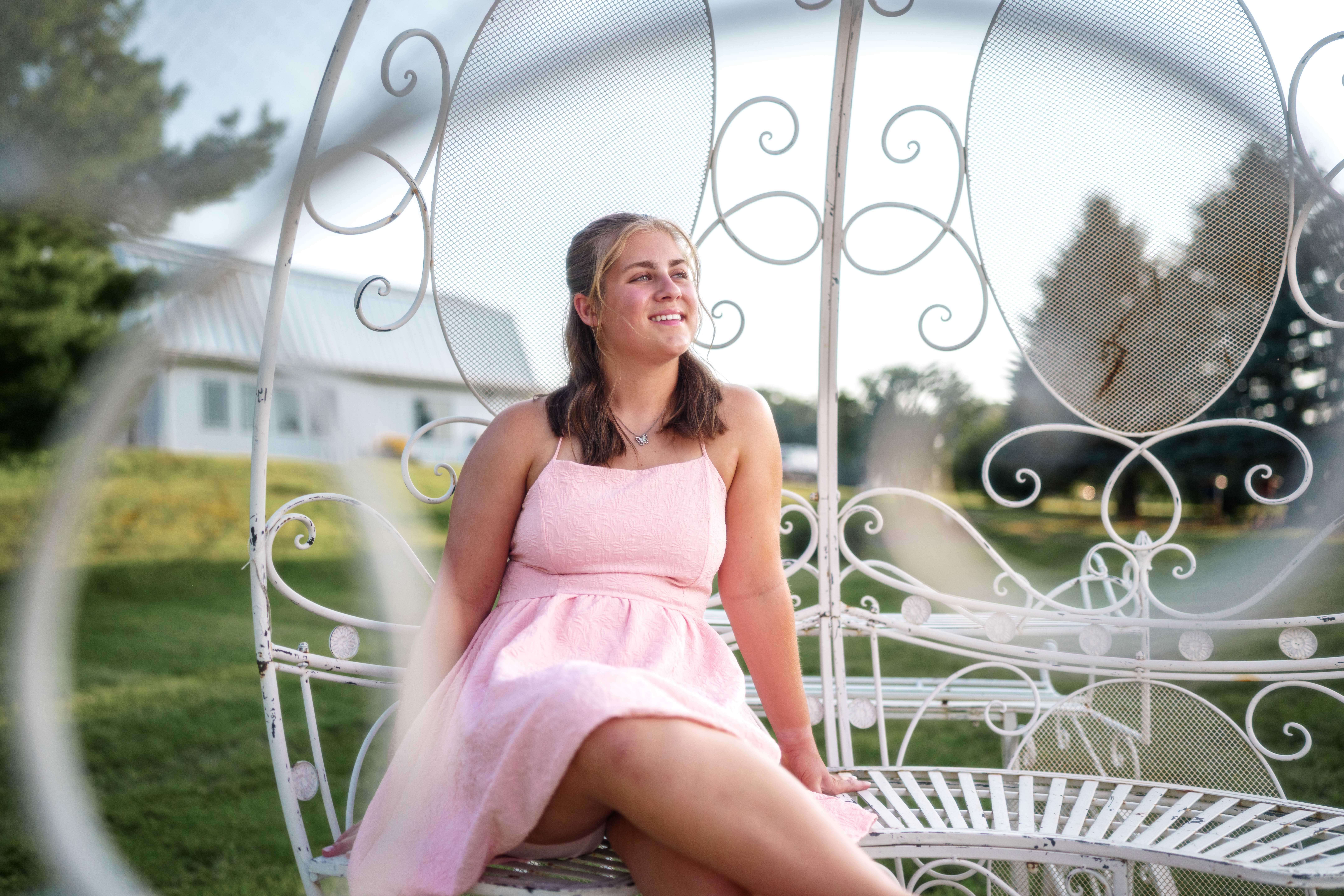 Shannon Weber poses for senior photos at Parrfection Produce Farm Market outside Monticello Wisconsin on August 7th, 2025. Weber will graduate in 2026. Photography by Ross Harried for Second Crop Creative.