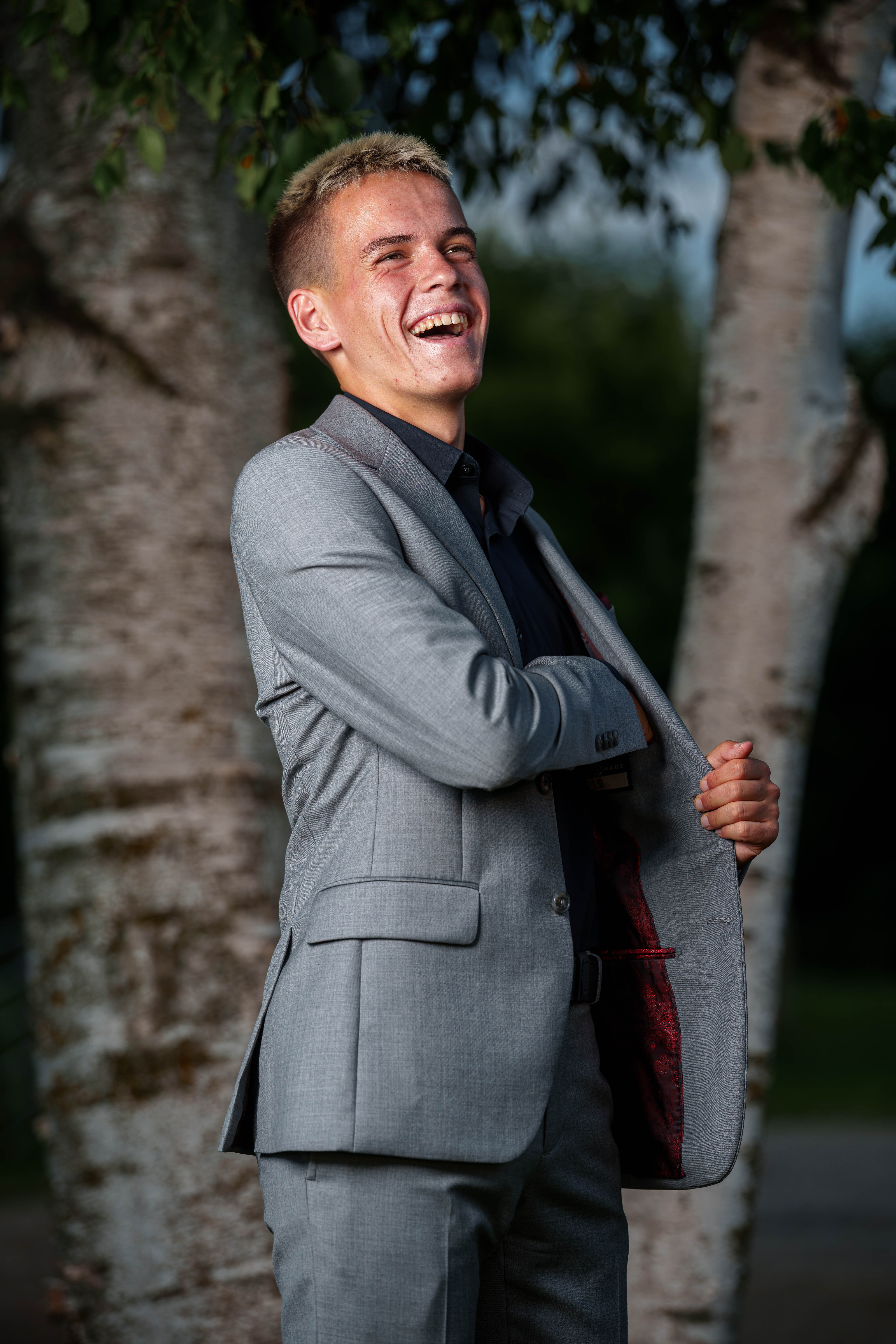 Click to View Larger Tre Dammen poses for senior photos in Monroe Wisconsin on August 11th, 2025. Dammen will graduate in 2026. Photography by Ross Harried for Second Crop Creative.