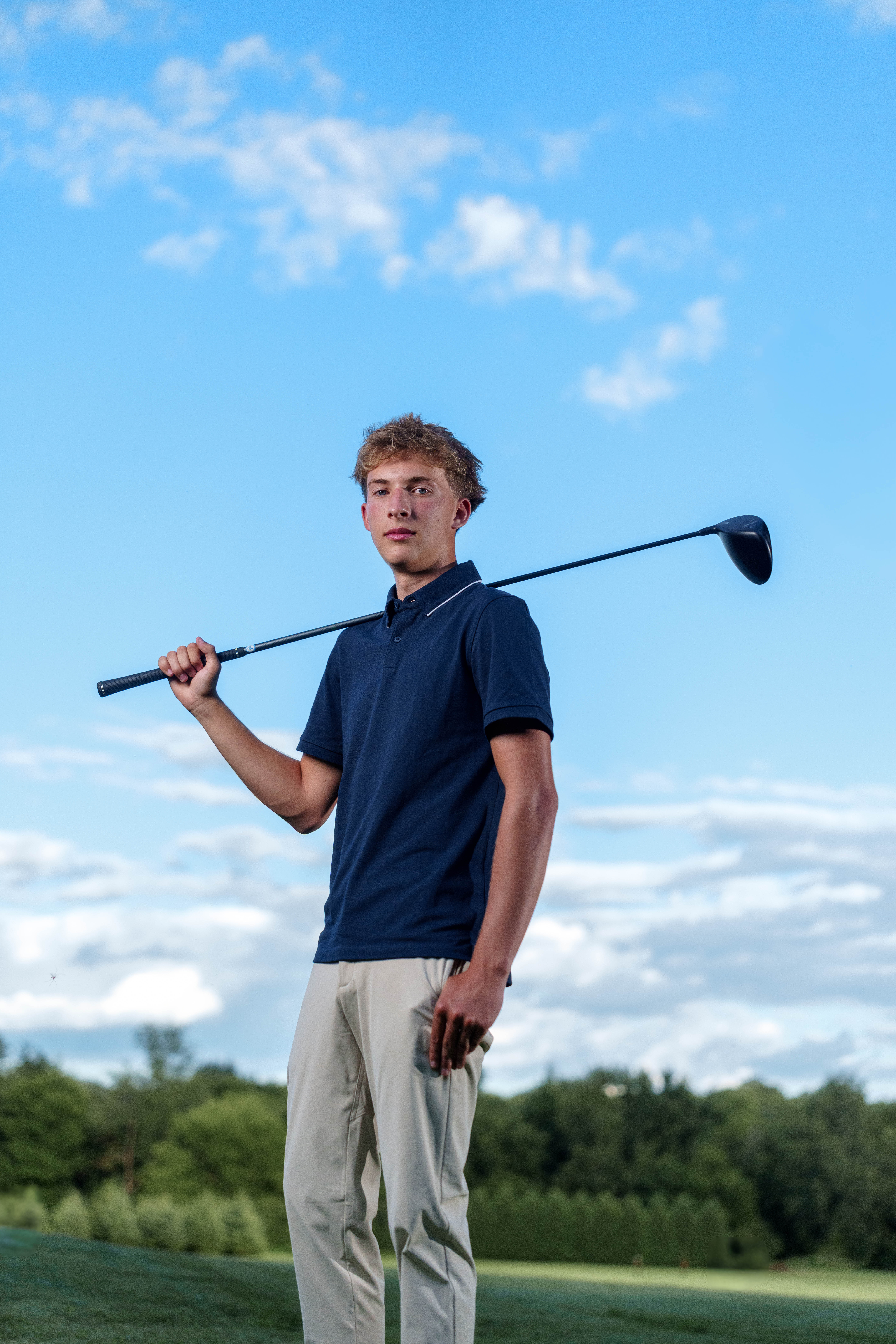 Click to View Larger Hans Brandt poses for senior photos in Monroe, Wisconsin on August 26th, 2025. Brandt will graduate in 2026. Photography by Ross Harried for Second Crop Creative.